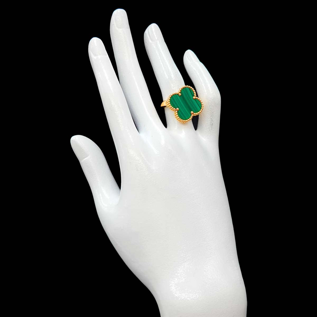 Luxury Promise Japan Van Cleef Arpels Magic Alhambra Ring Malachite 18K YG 750 size52 6(US) 90287001