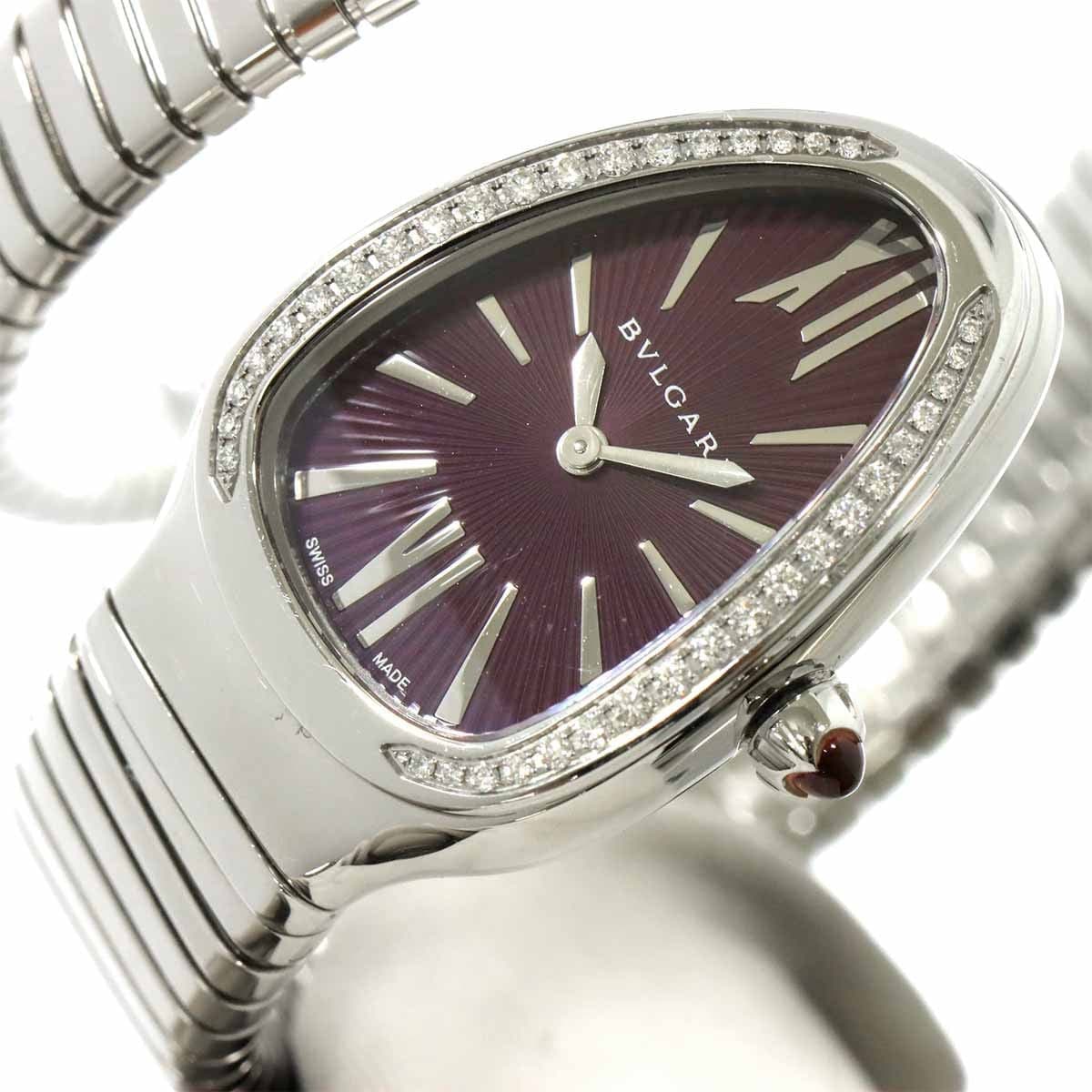 Luxury Promise Japan BVLGARI Serpenti SP35S Quartz Purple Dial Ladies Watch 90286840