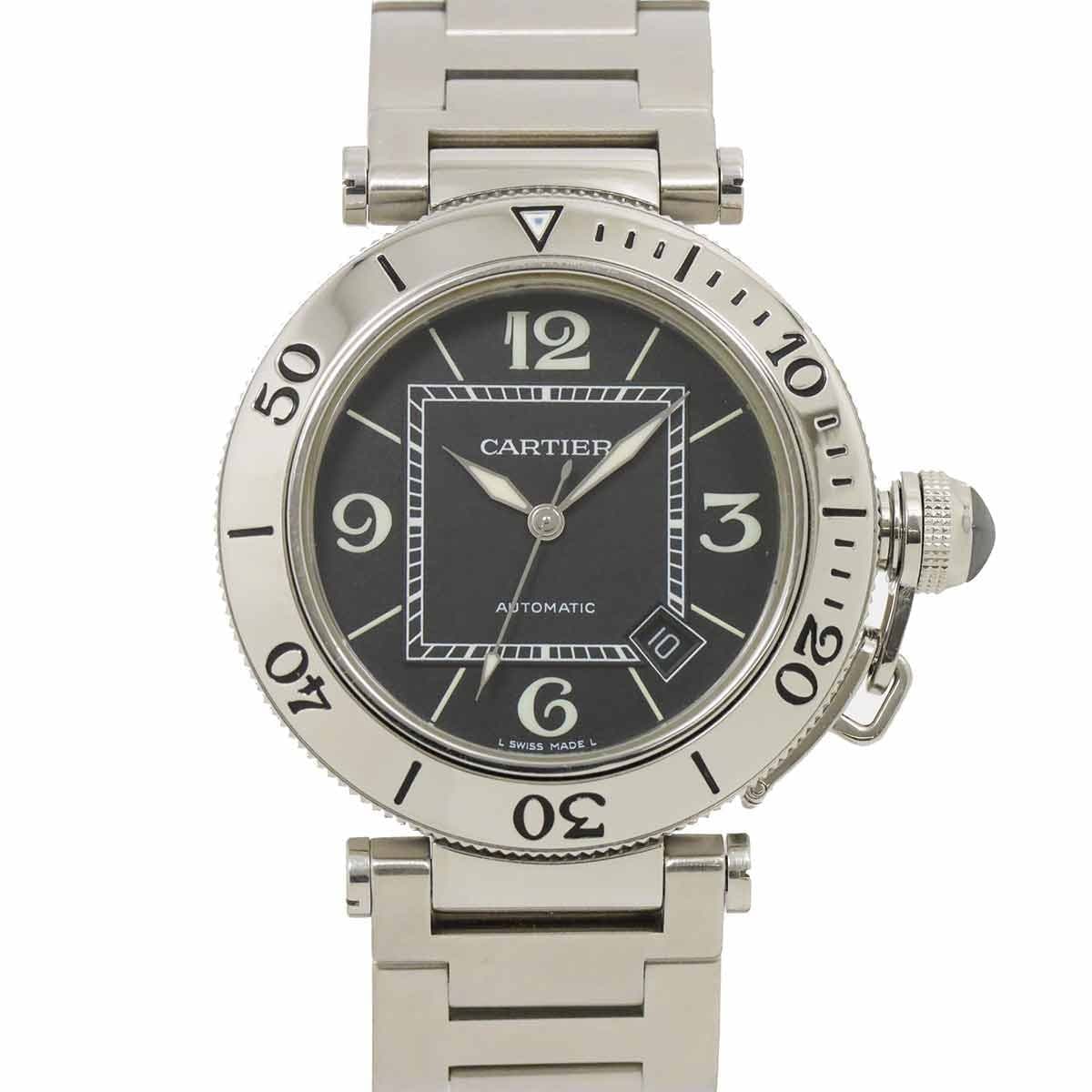 Luxury Promise Japan Cartier Pasha Seatimer W31077M7 Automatic Date Black Dial Mens Watch 90284604