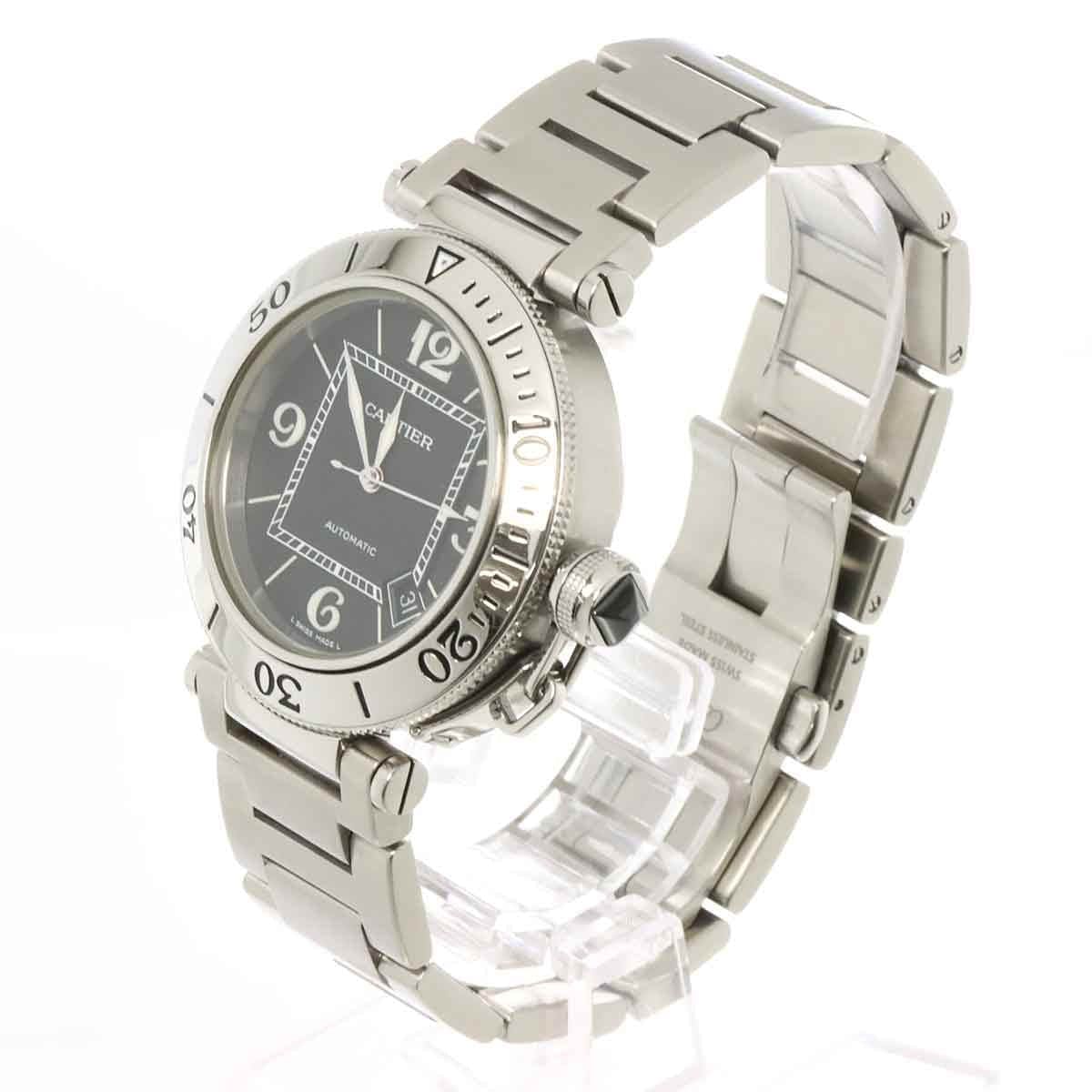 Luxury Promise Japan Cartier Pasha Seatimer W31077M7 Automatic Date Black Dial Mens Watch 90284604