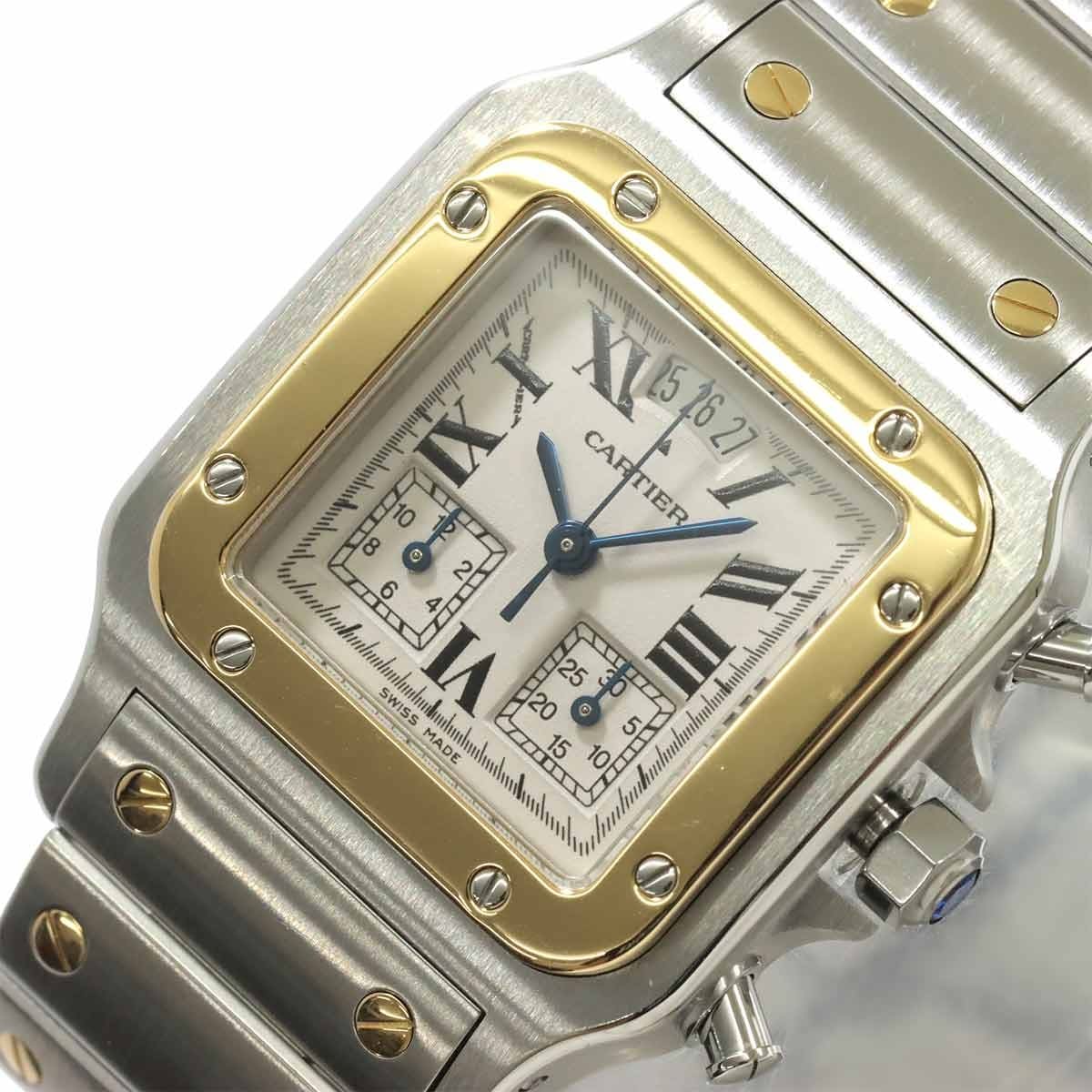 Luxury Promise Japan Cartier Santos Galbee LM W20042C4 750 YG Cream Dial Mens Watch 90282568
