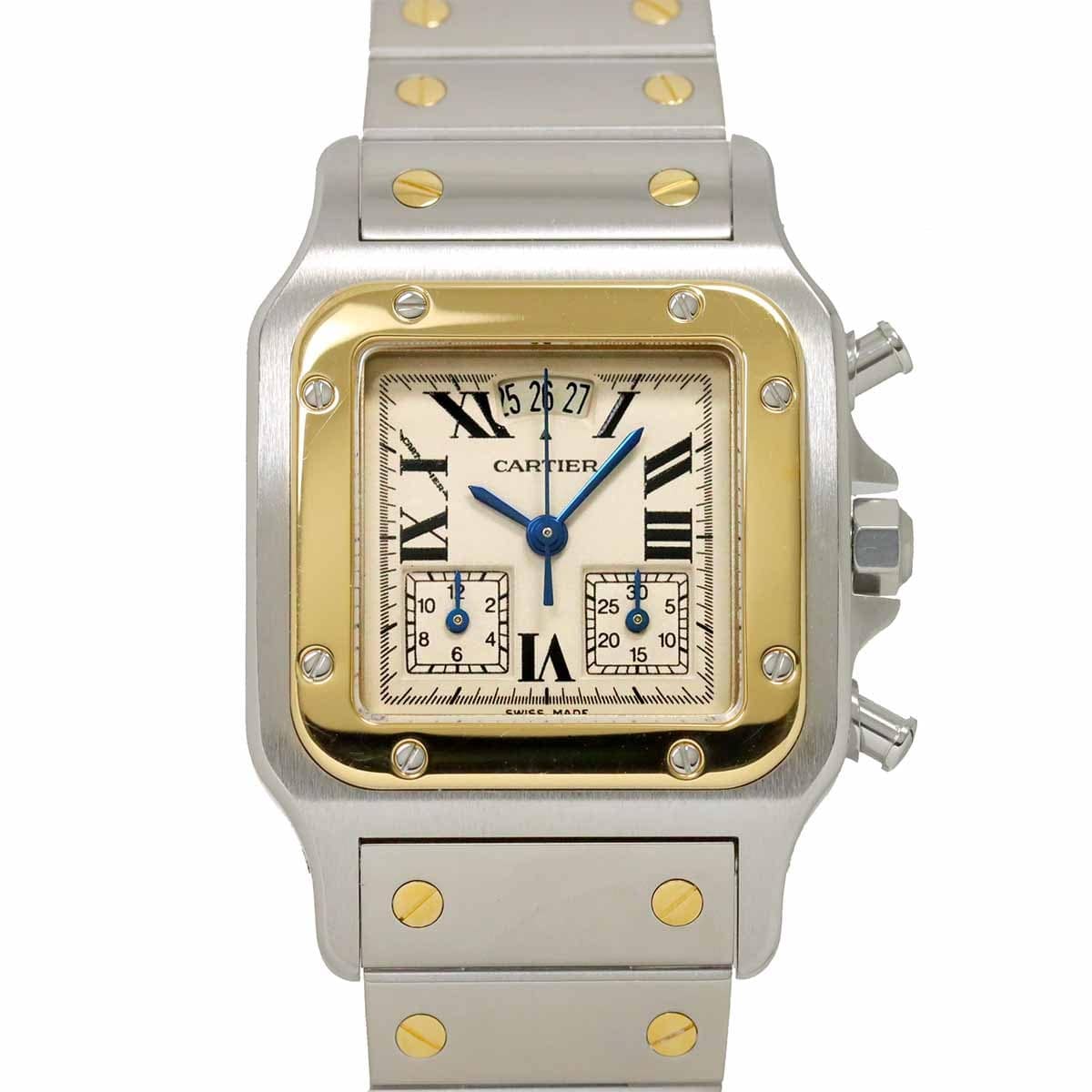 Luxury Promise Japan Cartier Santos Galbee LM W20042C4 750 YG Cream Dial Mens Watch 90282568
