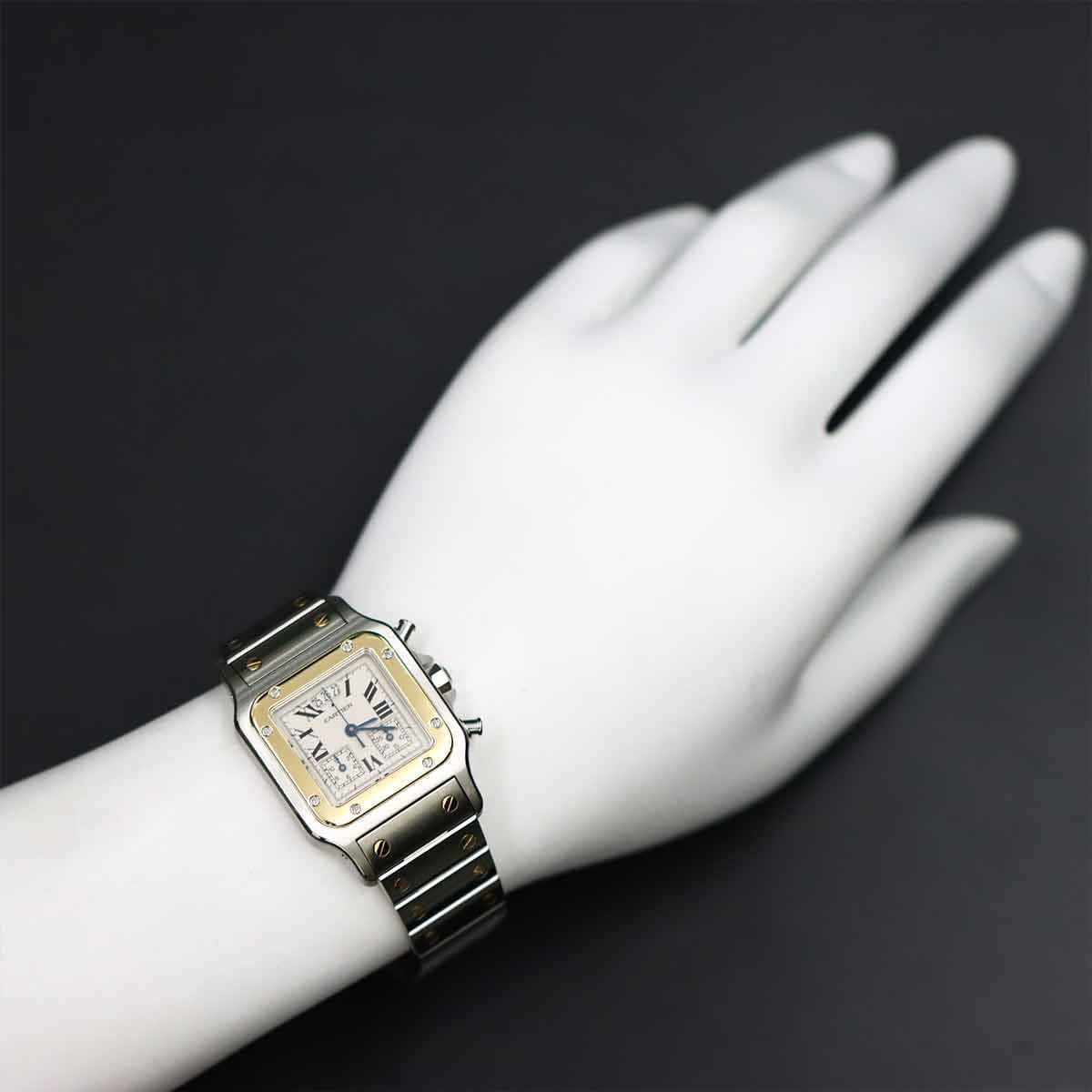 Luxury Promise Japan Cartier Santos Galbee LM W20042C4 750 YG Cream Dial Mens Watch 90282568