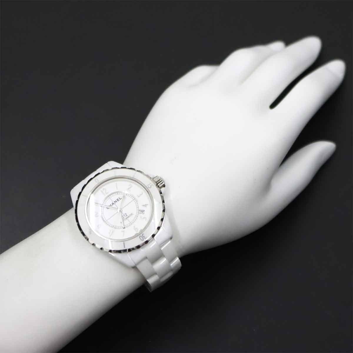 Luxury Promise Japan CHANEL J12 42mm H2981 Ceramic Date Automatic White Dial Mens Watch 90285877