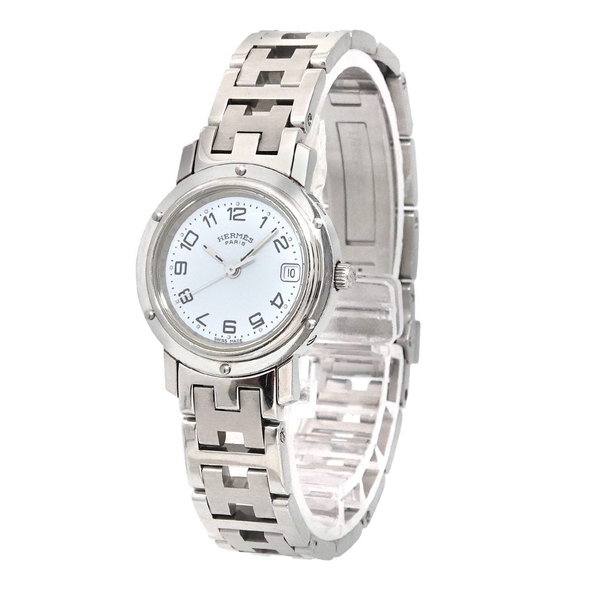 Luxury Promise Japan HERMES Clipper CL4 210 Quartz White Dial Ladies Watch 90288606