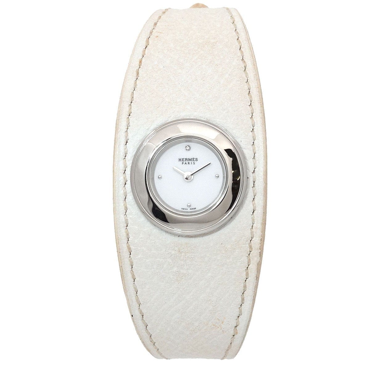 Luxury Promise Japan HERMES Faubourg Manchette FG2 110 Diamond Quartz White Dial Ladies 90269725