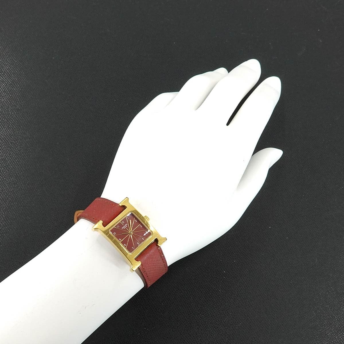 Luxury Promise Japan HERMES H Watch HH1 201 Quartz Red Dial Ladies Watch 90305323