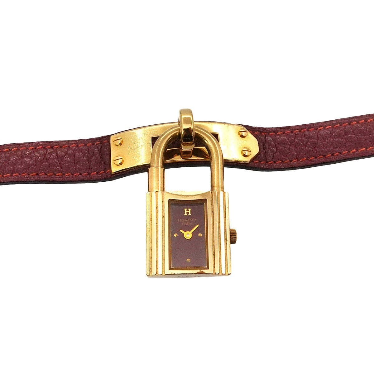 Luxury Promise Japan HERMES Kelly Watches Quartz bordeaux Dial Vintage Cadena Ladies 90285279