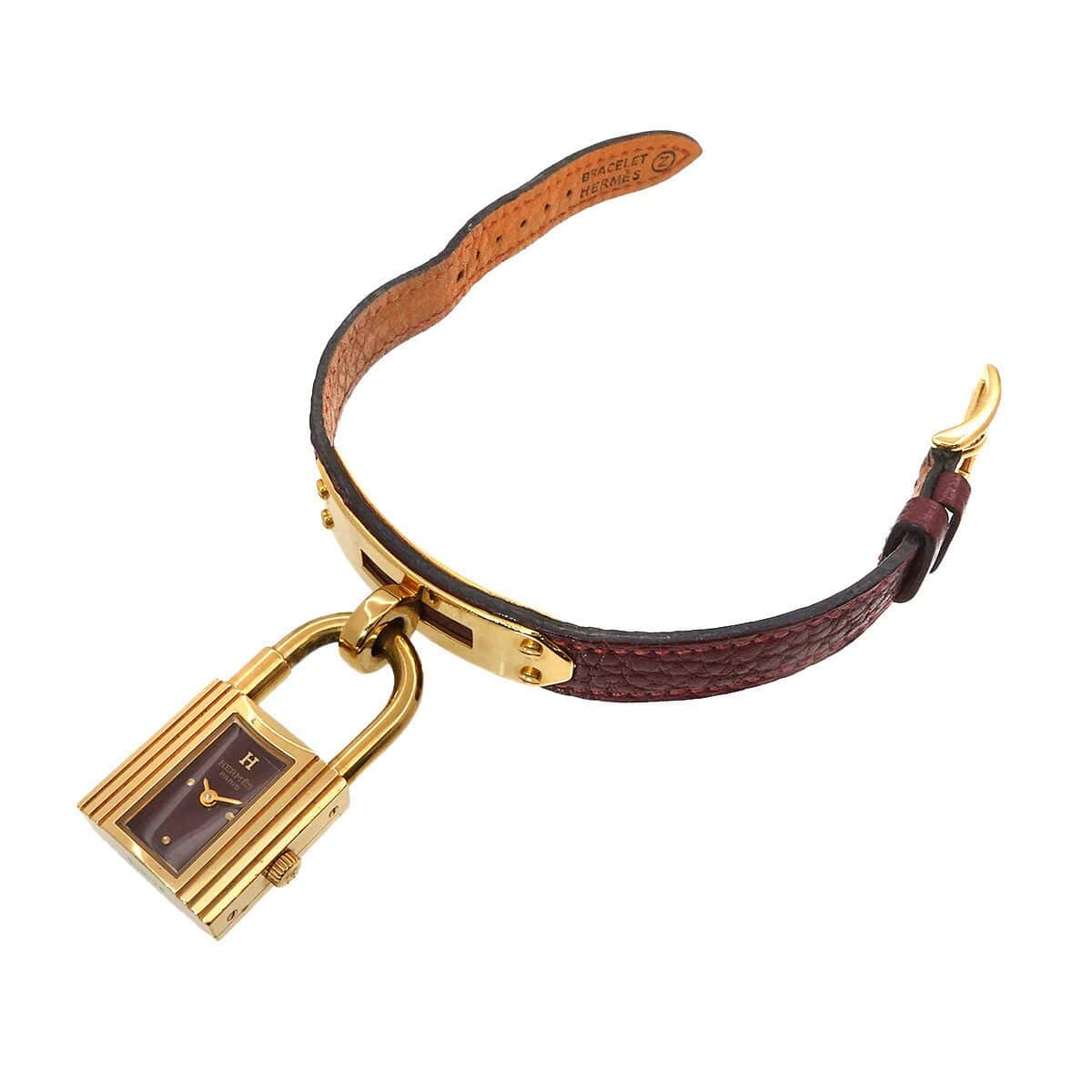 Luxury Promise Japan HERMES Kelly Watches Quartz bordeaux Dial Vintage Cadena Ladies 90285279