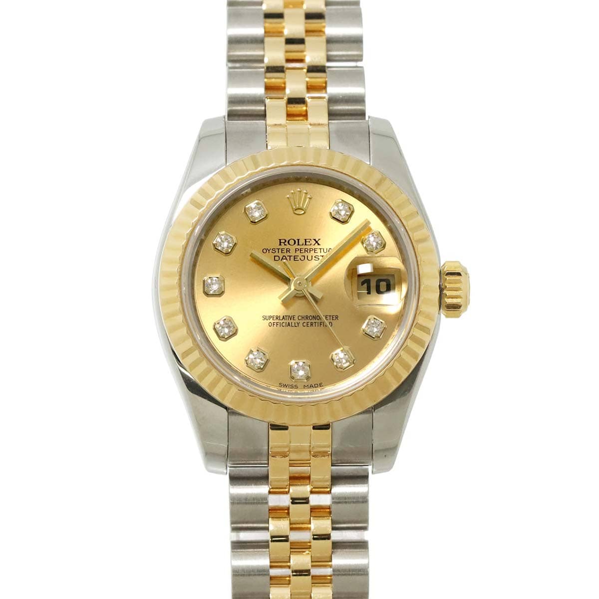 Luxury Promise Japan ROLEX Datejust 179173G Serial Z 750 YG 10P Diamond Gold Dial Ladies 90299046