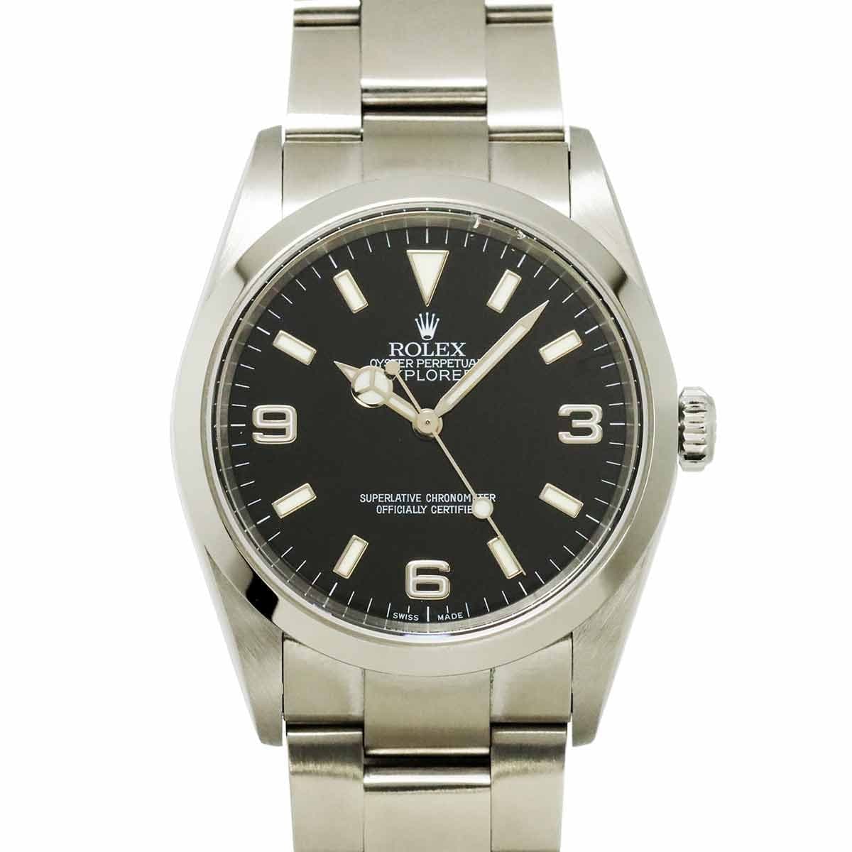 Luxury Promise Japan ROLEX Explorer 1 114270 Serial F Automatic Black Dial Mens Watch 90303541