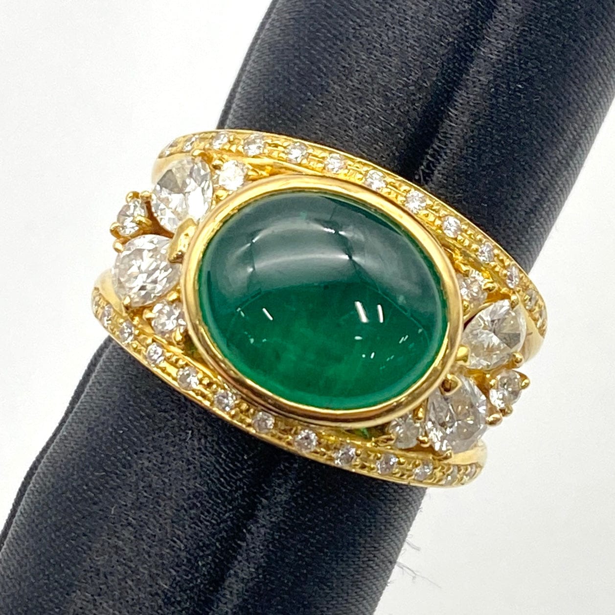 Luxury Promise Japan K18 Emerald Cat's Ring EC4.41 D1.11 Sorting 15g US6 51722