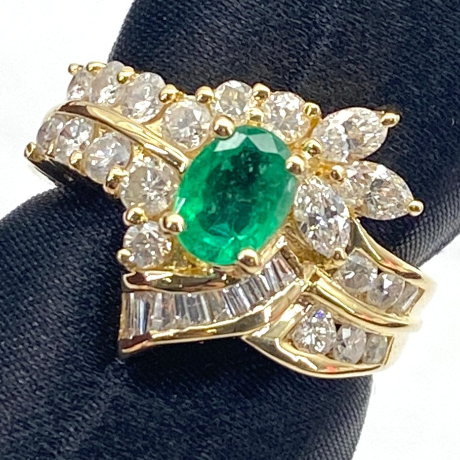 Luxury Promise Japan K18 Emerald Ring EM 0.62 DA 1.15 6.8g 26-136-0 US5.5