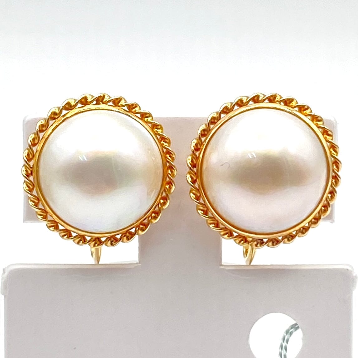 Luxury Promise Japan K18 Mabe Pearl Earrings MP approx. 12mm 4.9g 53830