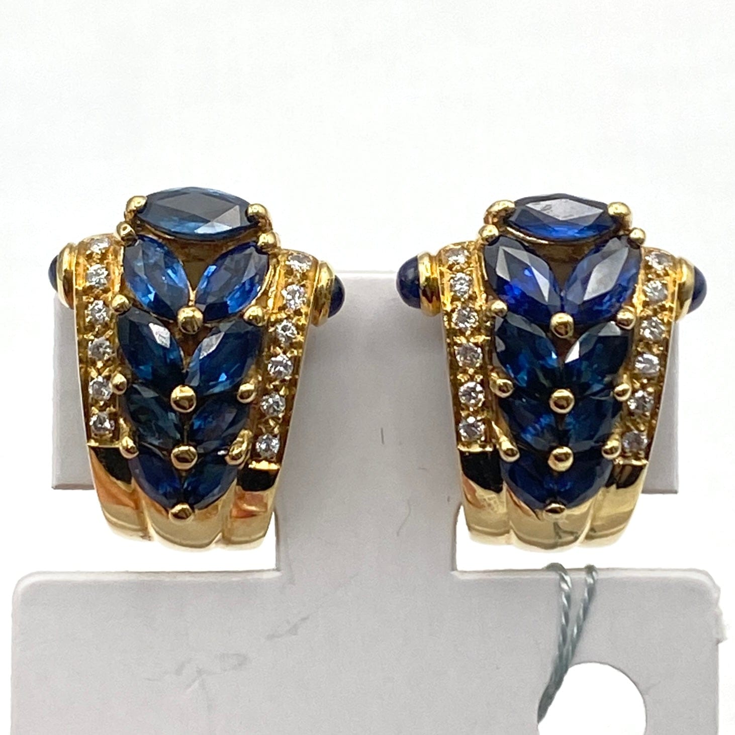 Luxury Promise Japan K18 Sapphire Earrings S3.28 D0.20 11.1g 53888