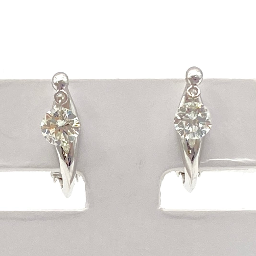 Luxury Promise Japan K18WG (18K White Gold) Diamond Earrings, D0.30*2, 2.2g, 52997