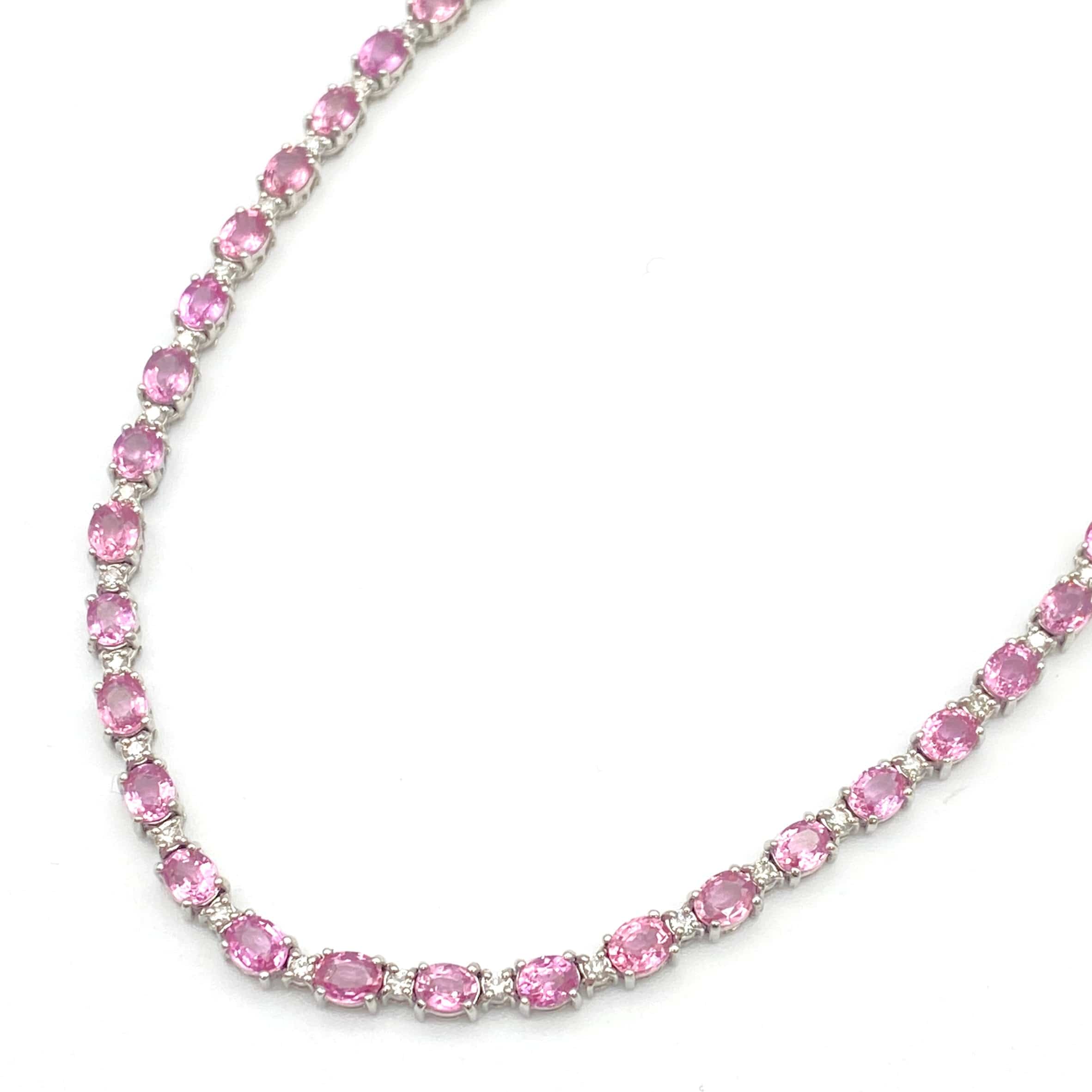 Luxury Promise Japan K18WG Pink Sapphire Necklace, PS20.11, D1.28, Sorting, 24.1g, 52040