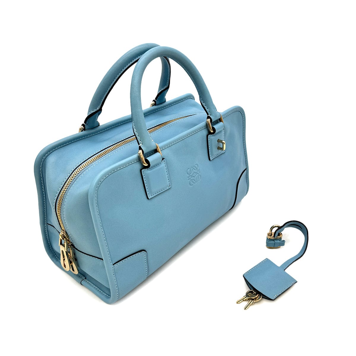 Luxury Promise Japan LOEWE AMAZONA 28 HAND BAG LIGHT BLUE LEATHER 90299317