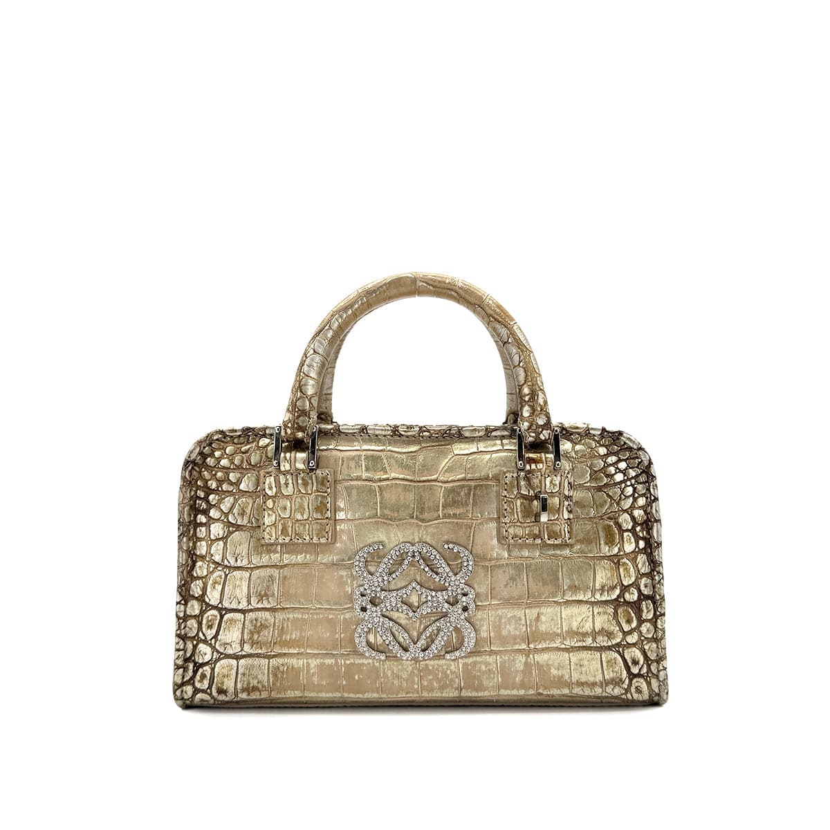 Luxury Promise Japan LOEWE AMAZONA MINI HAND BAG GOLD CROCODILE 90301031