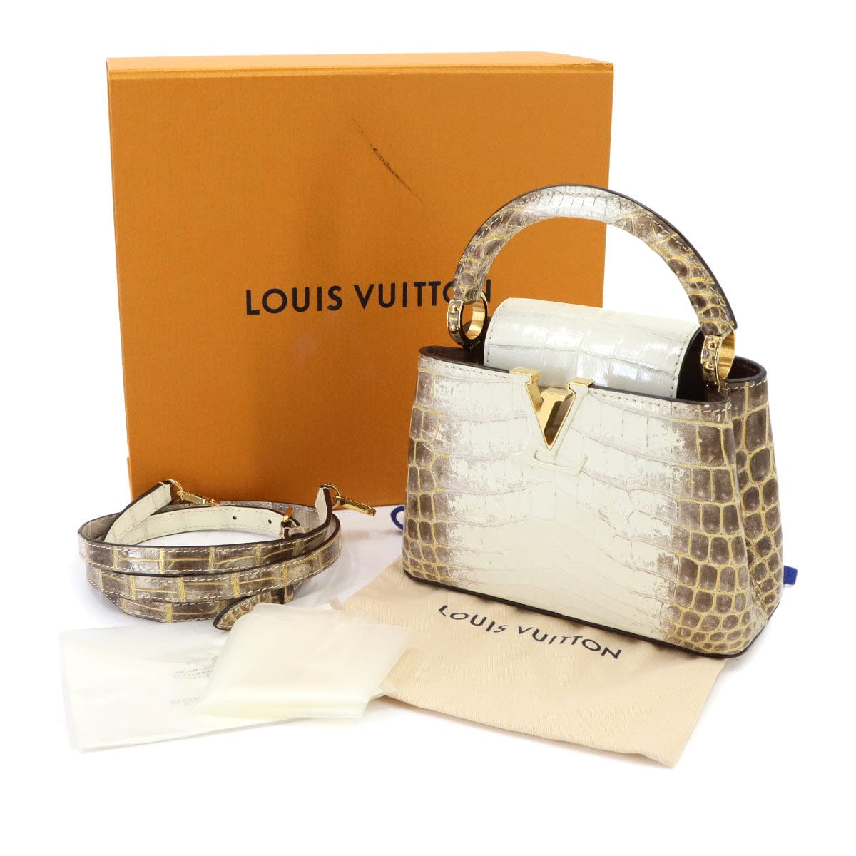 Luxury Promise Japan LOUIS VUITTON Crocodile Capucines MINI 2-way Hand/Shoulder Bag Niloticus Sahara RFID Capucines MINI Louis Vuitton 90342669