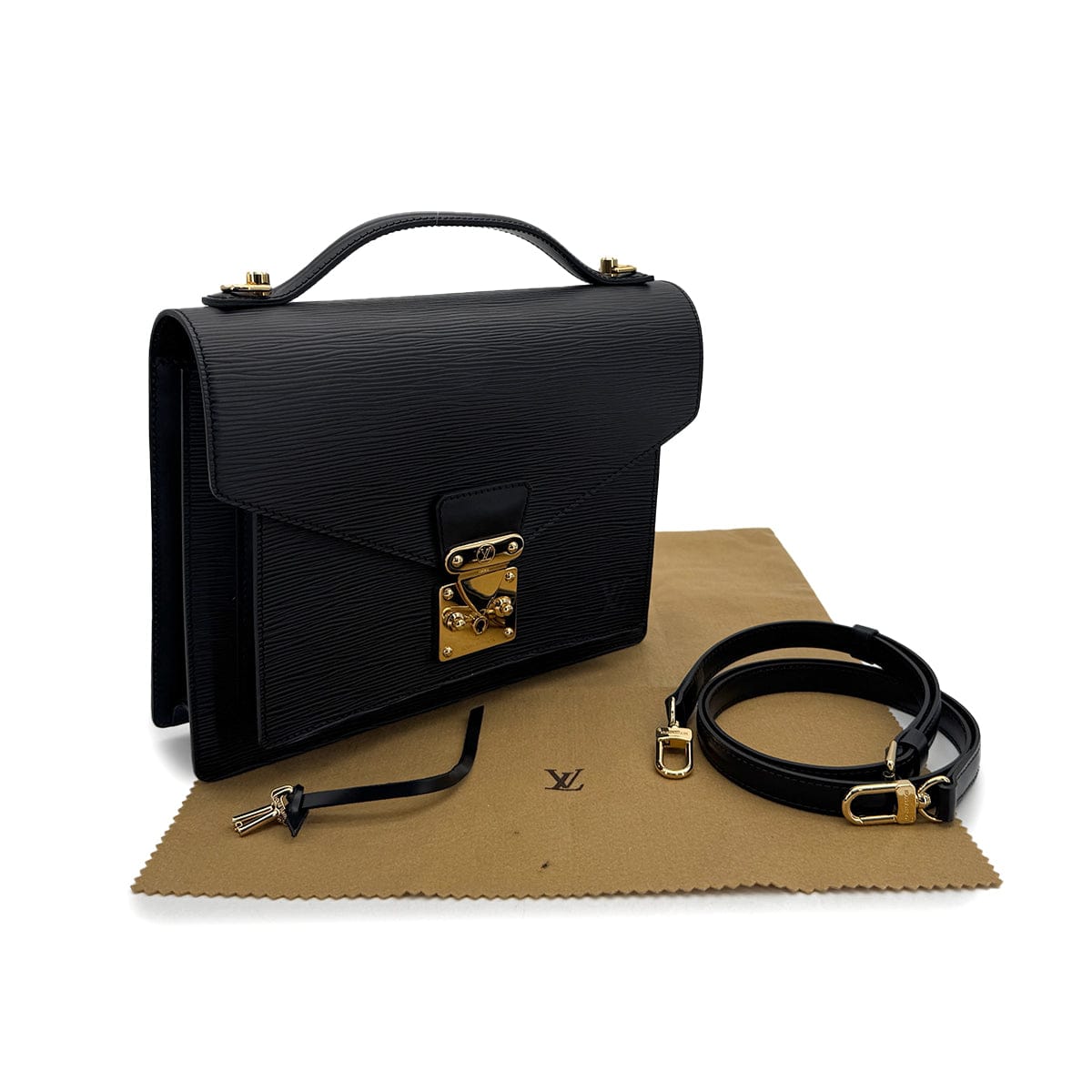Luxury Promise Japan LOUIS VUITTON EPI MONCEAU HAND SHOULDER BAG NOIR LEATHER M52122 90317185