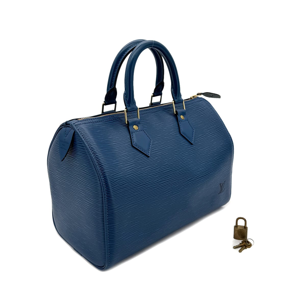 Luxury Promise Japan LOUIS VUITTON EPI SPEEDY 25 HAND BAG TOLEDO BLUE LEATHER M43015 90298699