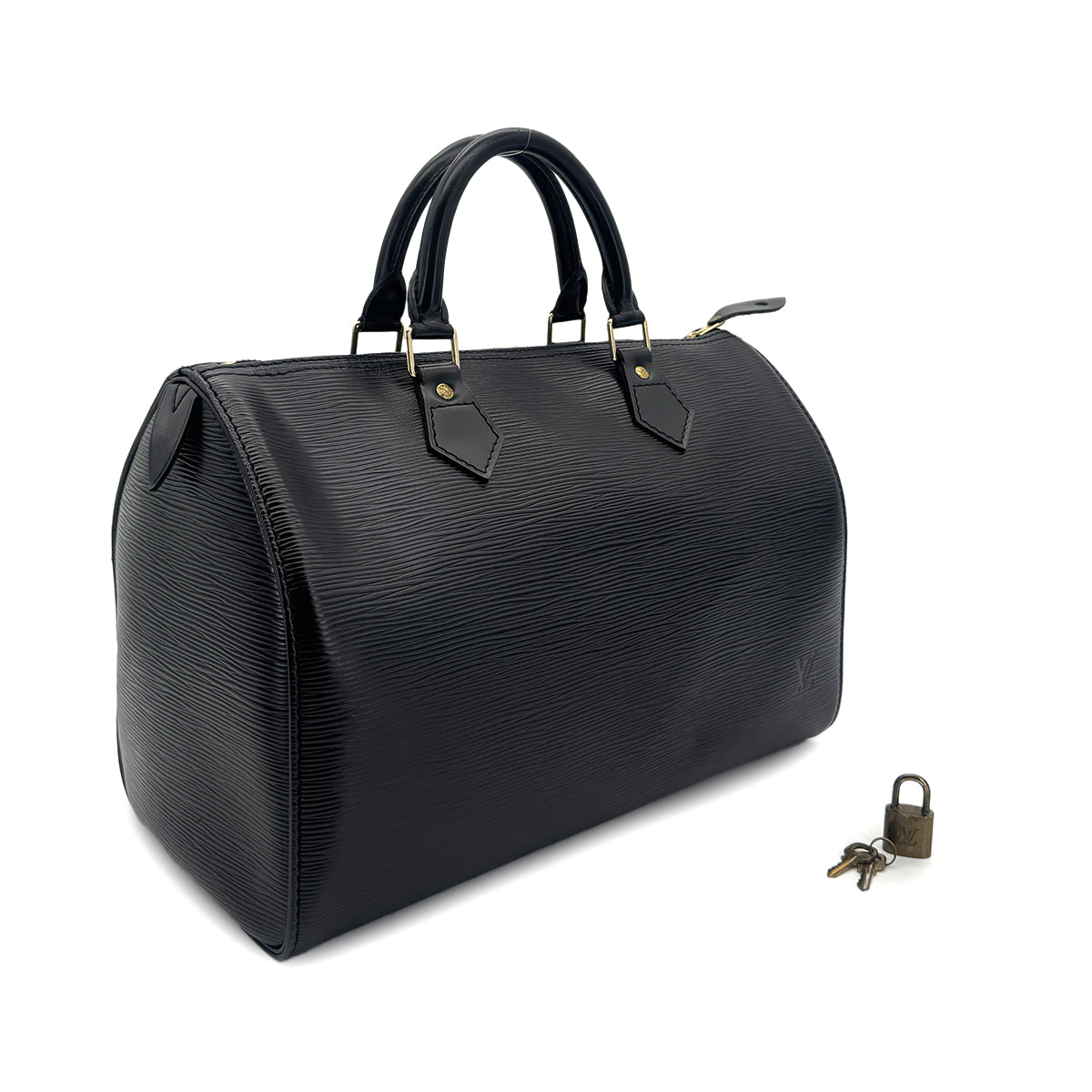 Luxury Promise Japan LOUIS VUITTON EPI SPEEDY 30 HAND BAG NOIR LEATHER M59022 90301084