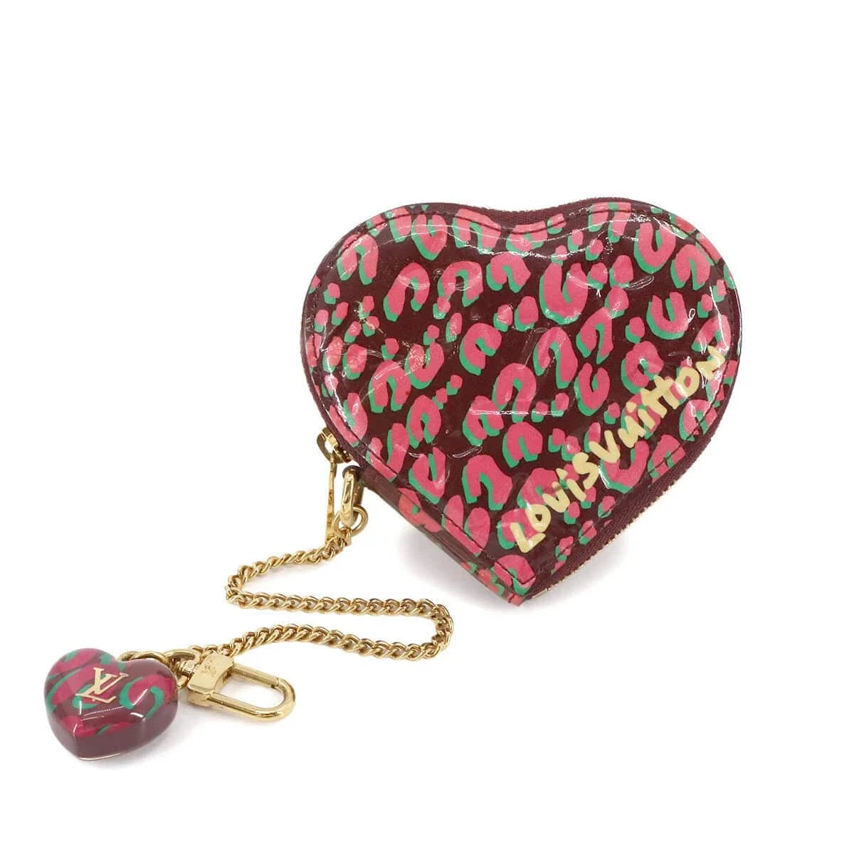 Luxury Promise Japan LOUIS VUITTON Monogram Vernis Porte Monnaie Coeur Leopard M91474 Purse 90278542
