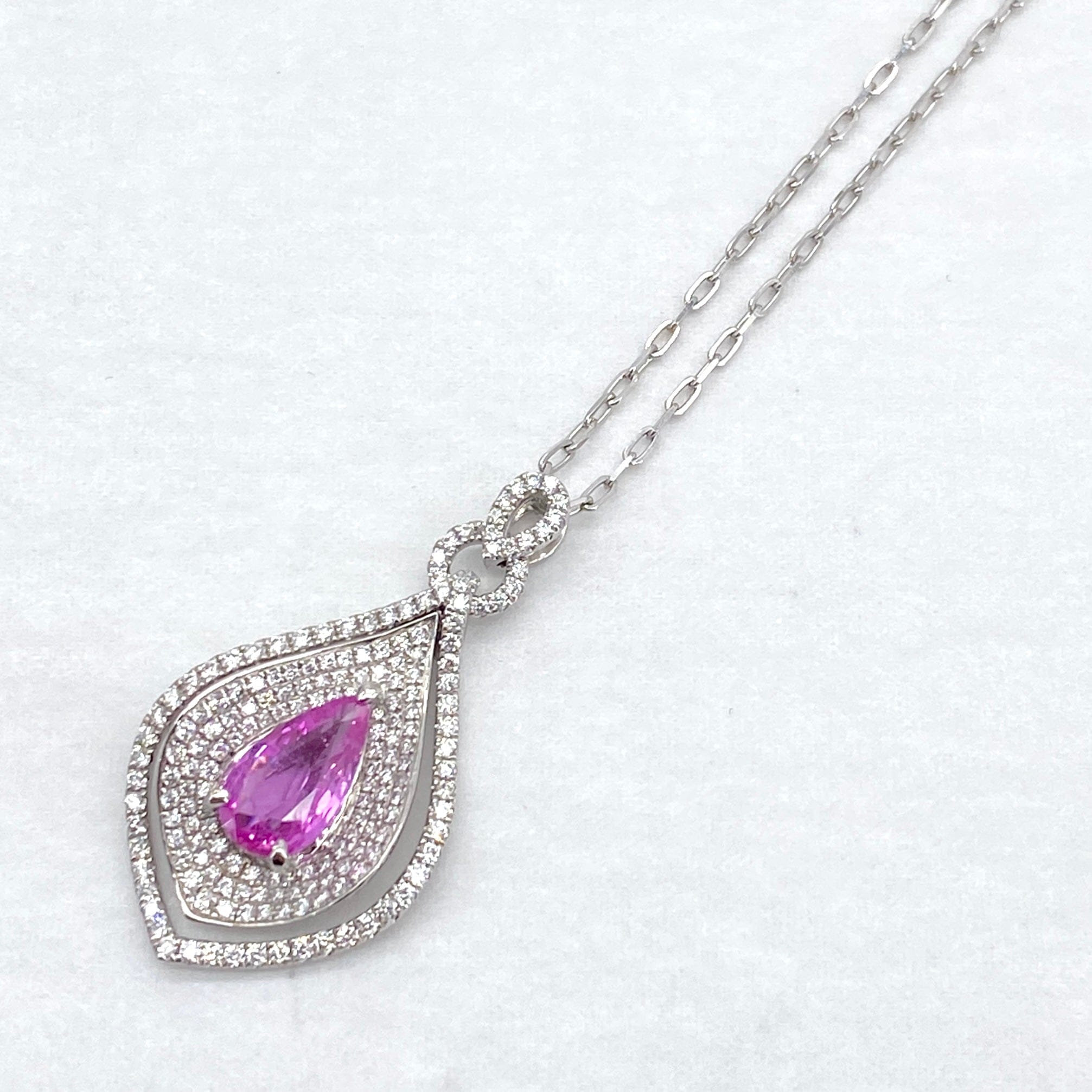 Luxury Promise Japan Noheat Pt900/850 Pink Sapphire Penneck PS1.821 D0.50 10.2g Certificate 54917