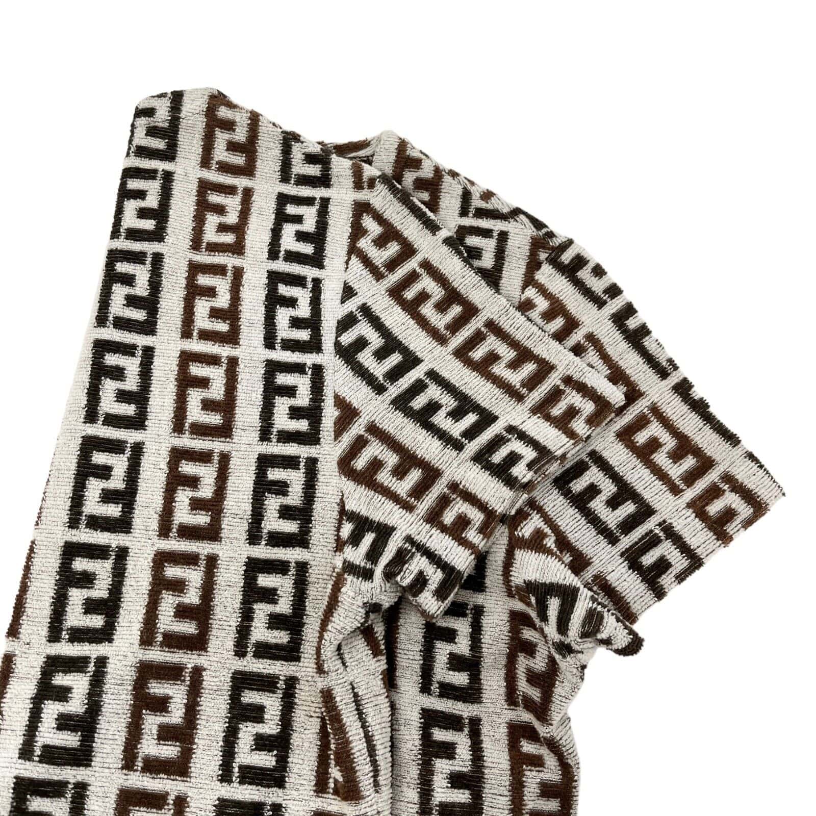 Luxury Promise Japan FENDI Vintage Zucca Monogram Cropped Top Mini Skirt Set #40 Brown Rank AB