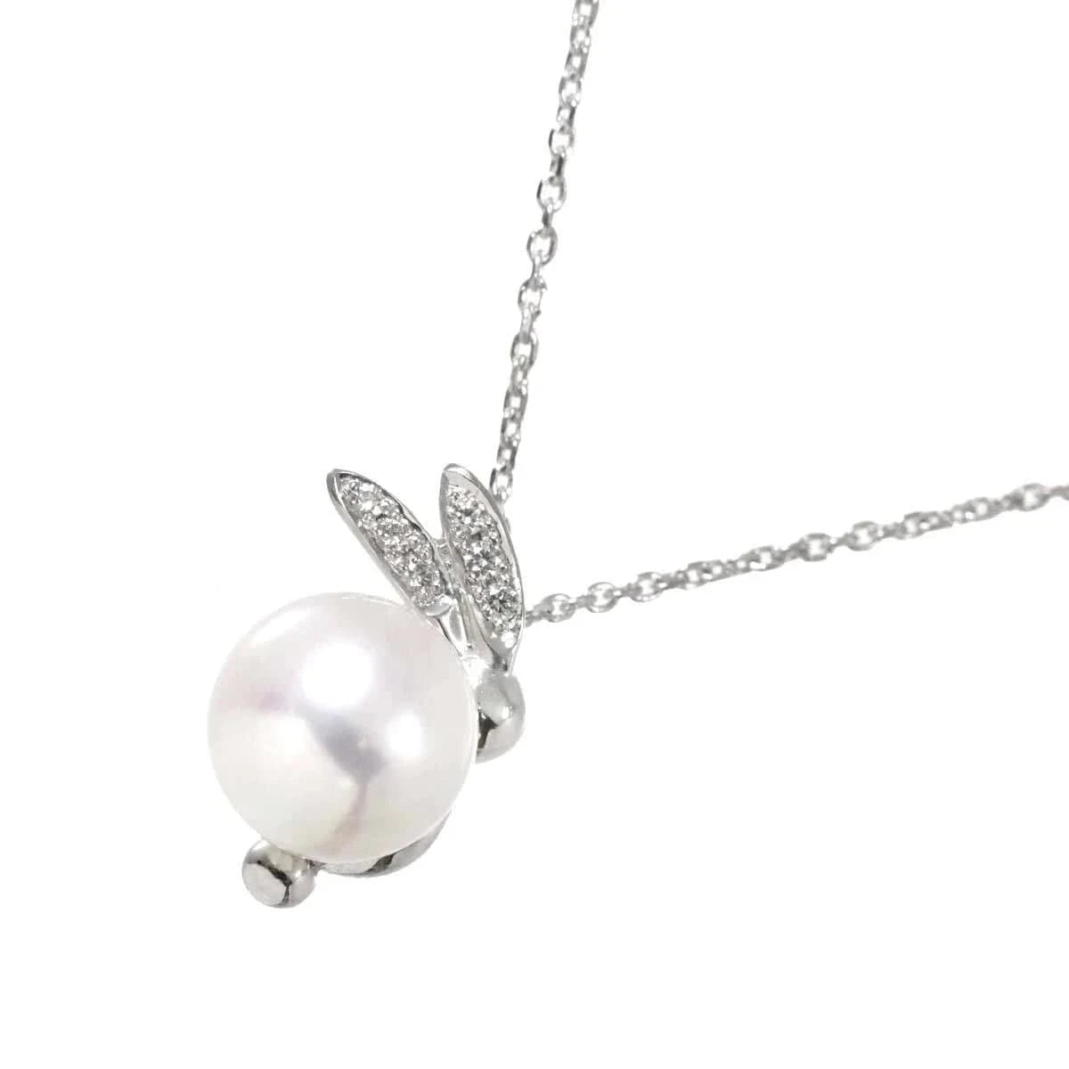 Luxury Promise Japan POLA Akoya Pearl 8.0mm Diamond 0.03ct Necklace 18K WG 750 90265406