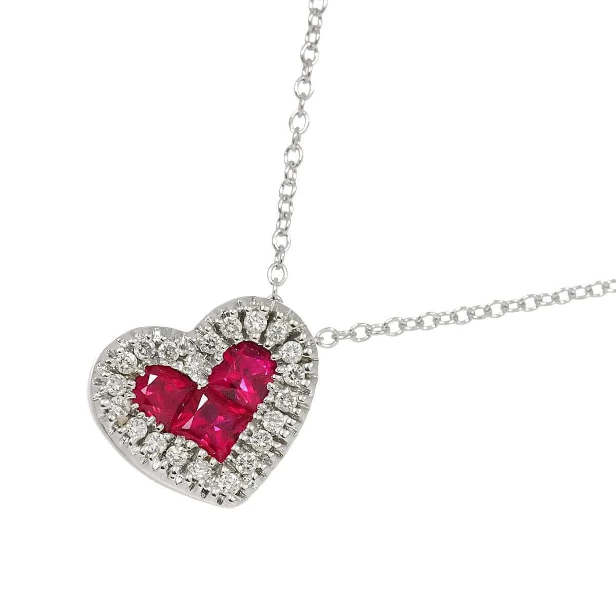 Luxury Promise Japan Ponte Vecchio Ruby 0.75ct Diamond 0.16ct Necklace 18K White Gold 750 90275573