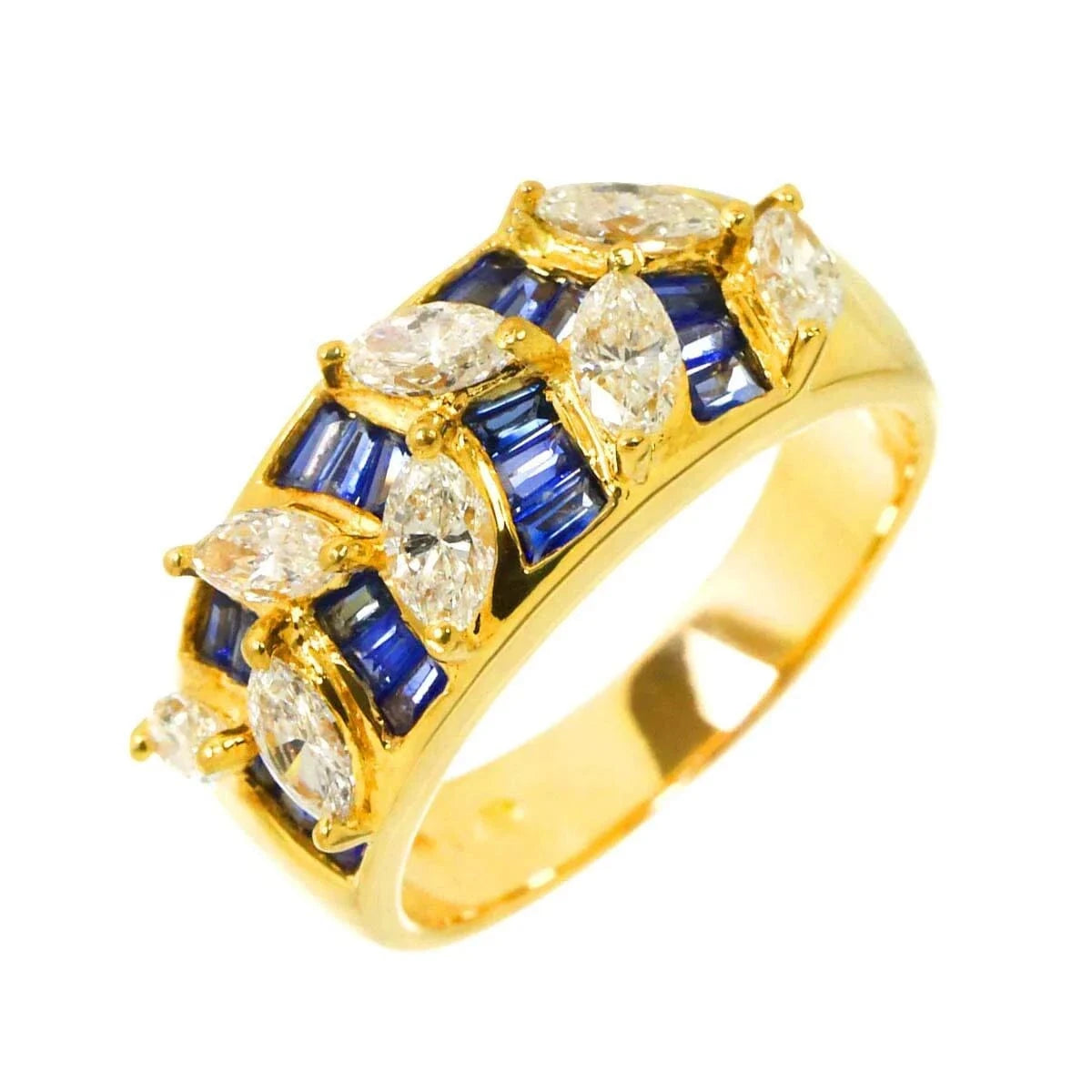 Luxury Promise Japan Ponte Vecchio Sapphire 0.88ct Diamond 1.12ct Ring 18K Yellow Gold Size 7.5 (US) 90281512