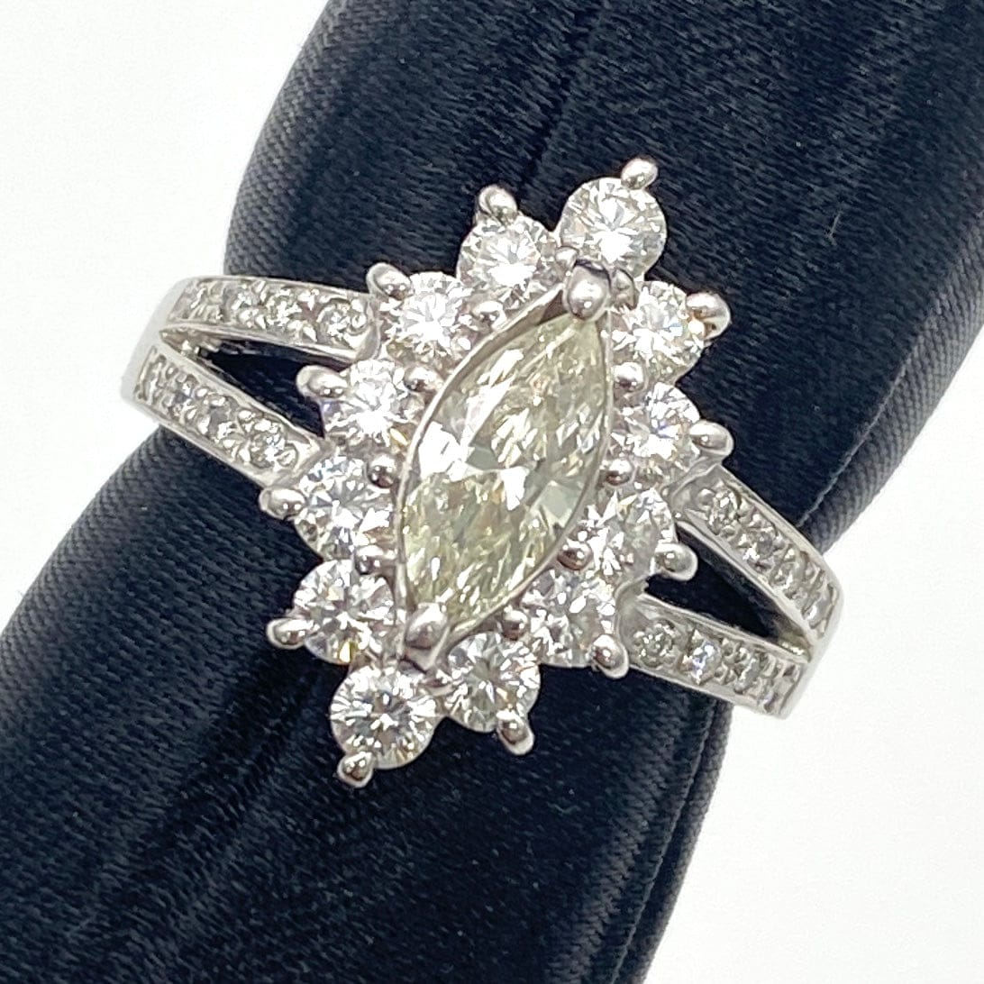Luxury Promise Japan Pt900 Diamond Ring D0.508 D0.71 7.3g US5.25 53054