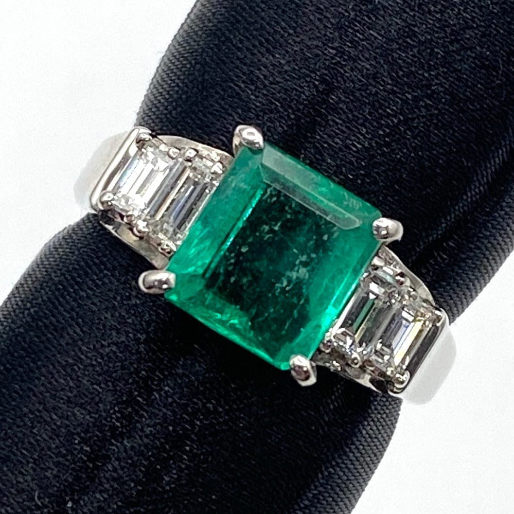 Luxury Promise Japan PT900 Emerald Ring EM 1.63 DA 0.56 6.2g sorting US6.25 26-16303-0