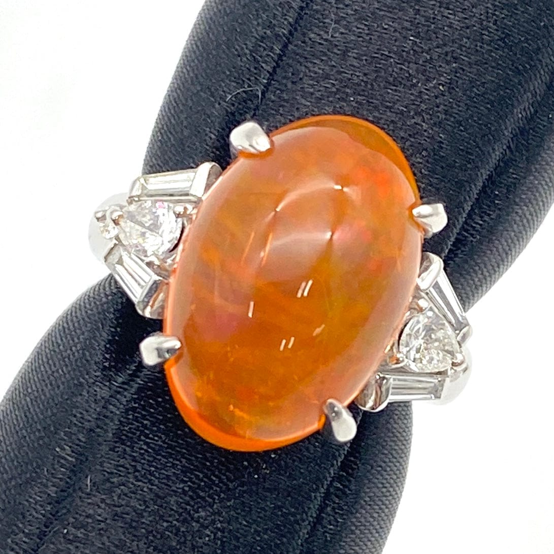 Luxury Promise Japan Pt900 Fire Opal Ring FOP5.514 D0.45 GRJ Sorting 9.6g US3.75 51645