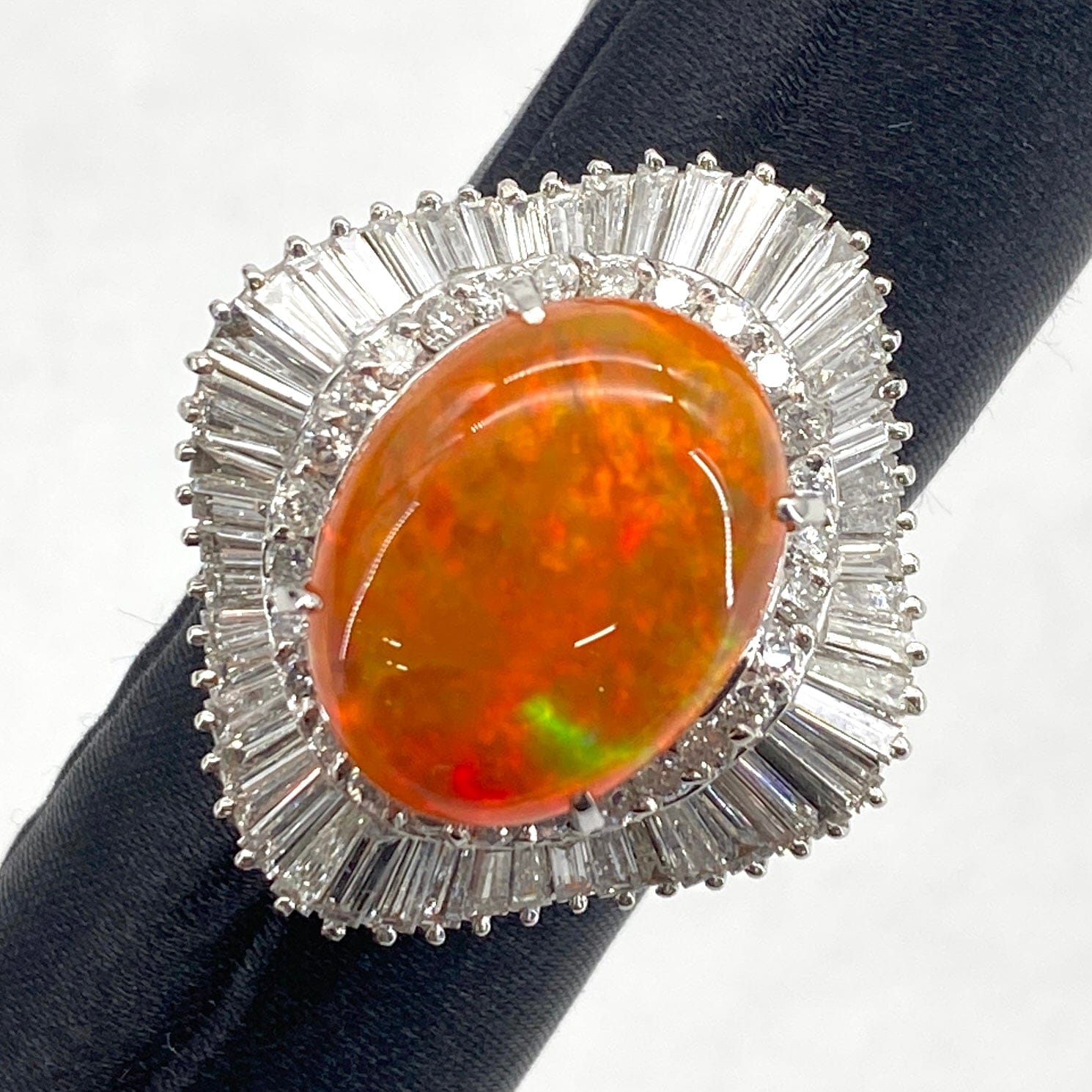 Luxury Promise Japan Pt900 Fire Opal Ring FOP9.33 D2.78 19.2g GRJ US6.5 54116