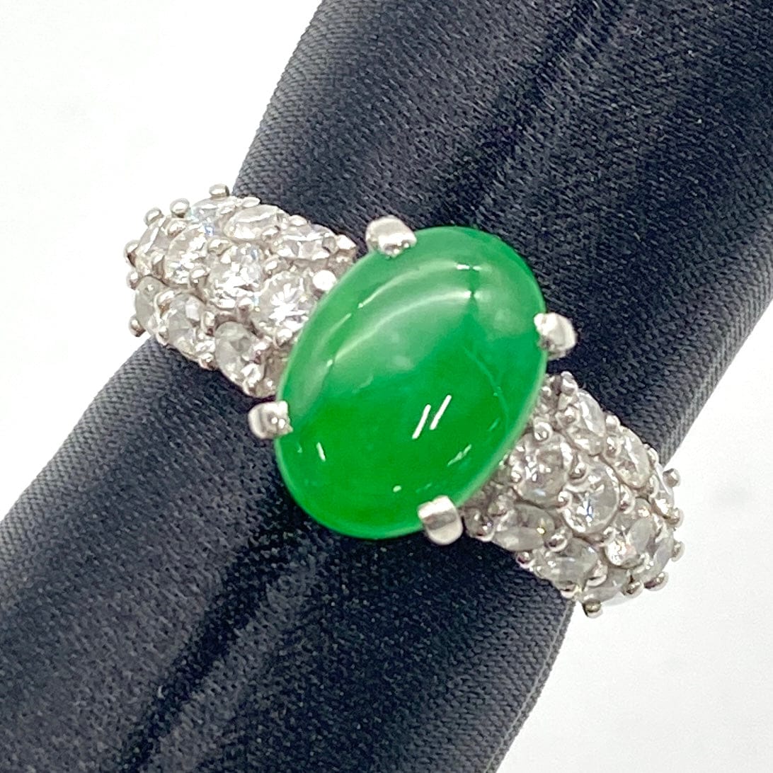 Luxury Promise Japan Pt900 Jade Ring J2.24 D1.0 GRJ Sorting 7.2g US6.25 51652