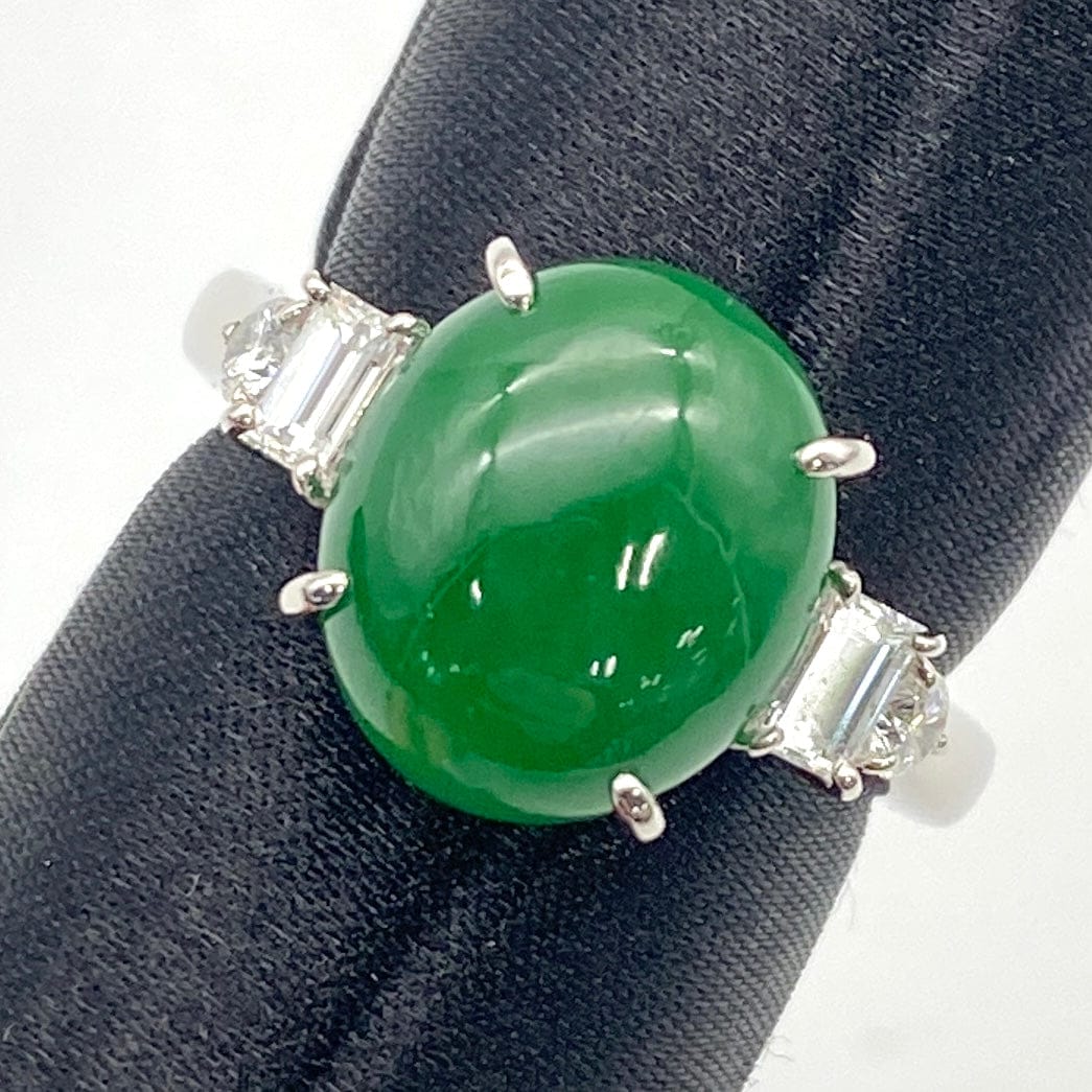 Luxury Promise Japan Pt900 Jade Ring J5.14 D0.43 GRJ Sorting 7.6g US6 51659