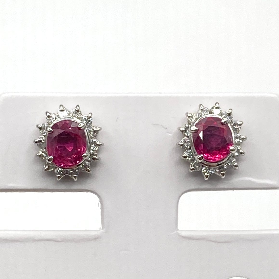 Luxury Promise Japan Pt900 Ruby Earrings R0.53 R0.42 D0.11 2.7g 54956