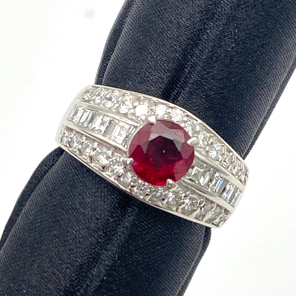 Luxury Promise Japan Pt900 Ruby Ring R1.224 D1.01 GRJ Sorting 10.3g US6.25 51684