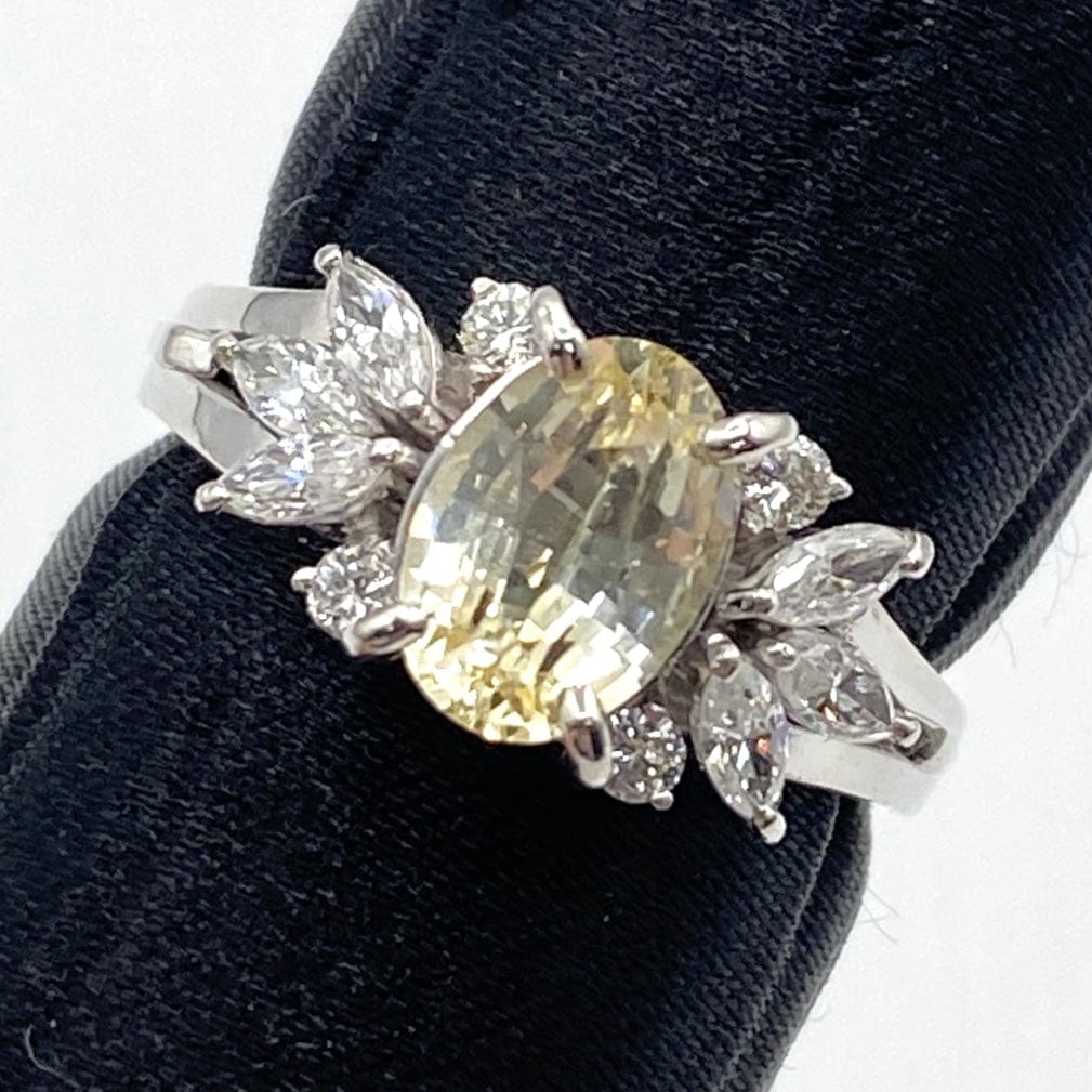 Luxury Promise Japan PT900 Sapphire Ring, SA 1.57 DA 0.44 6.8g, Certificate, No. Heated, US5.5 26-3683-0