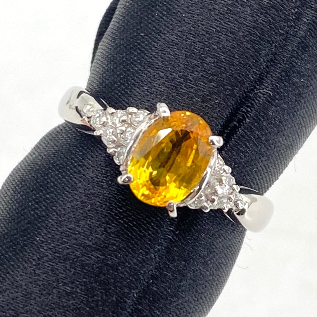 Luxury Promise Japan Pt900 Yellow Sapphire Ring YS1.08 D0.12 4.9g sorting US5.5 53664