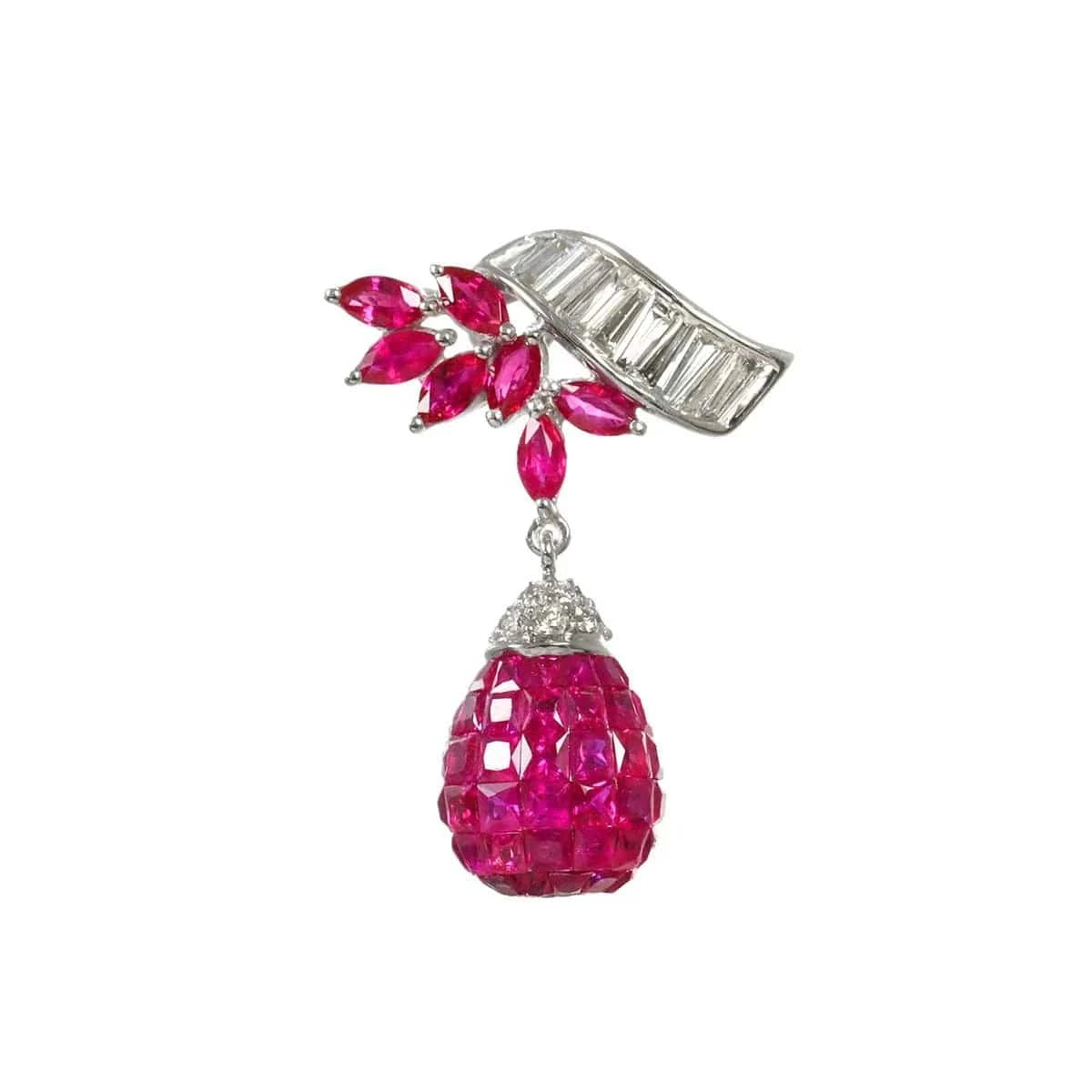 Luxury Promise Japan Ruby Diamond Pendant Top 18K K18 WG 750 90281814