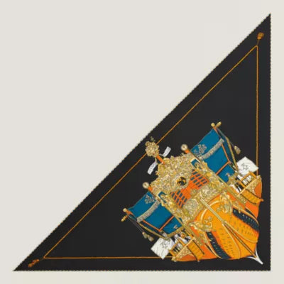 Luxury Promise Japan Hermes Cashmere/Silk Large Triangle Scarf - La Reale - In Box