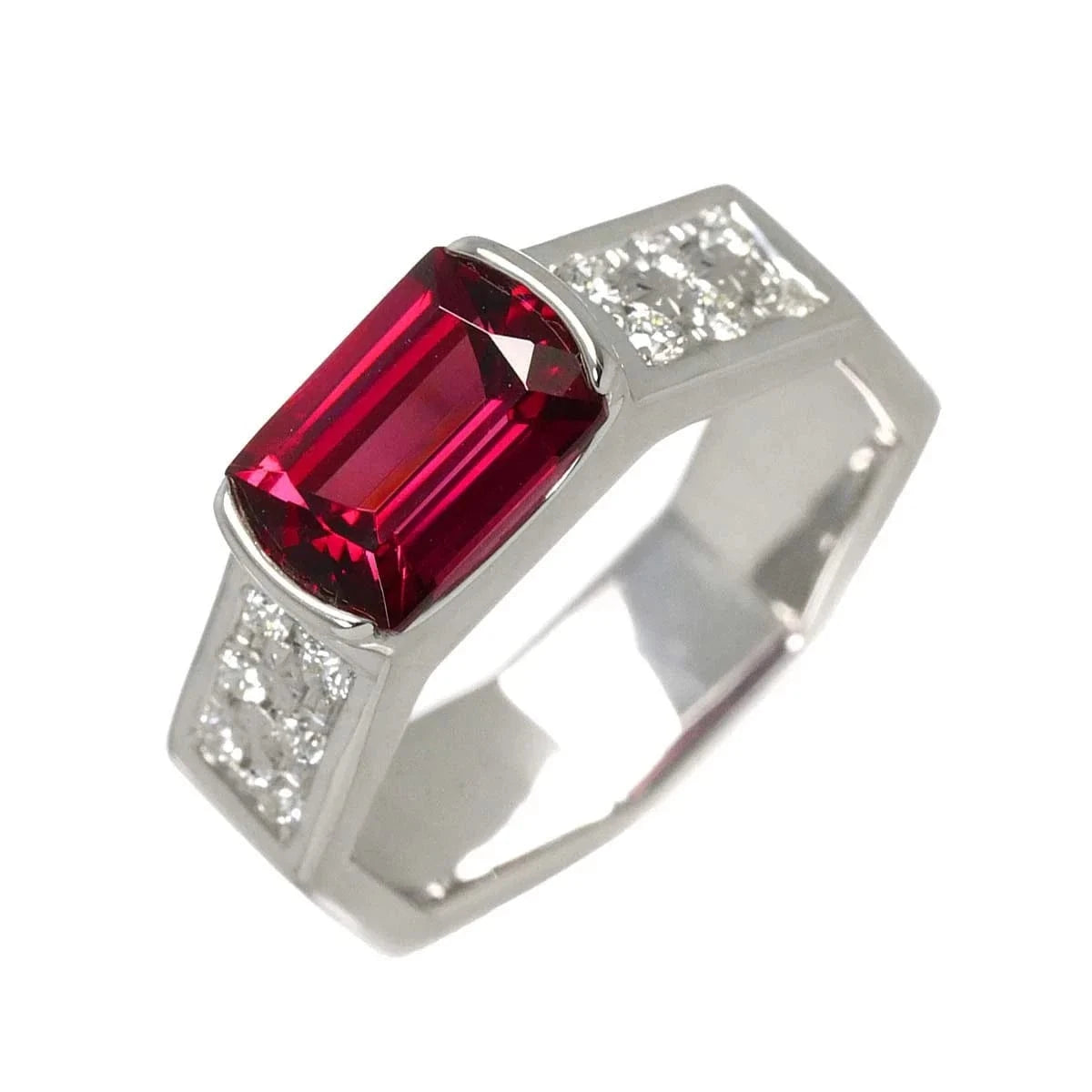 Luxury Promise Japan TASAKI Garnet Diamond 0.18ct Ring 18K WG 750 size5.5-5.75(US) 90285594
