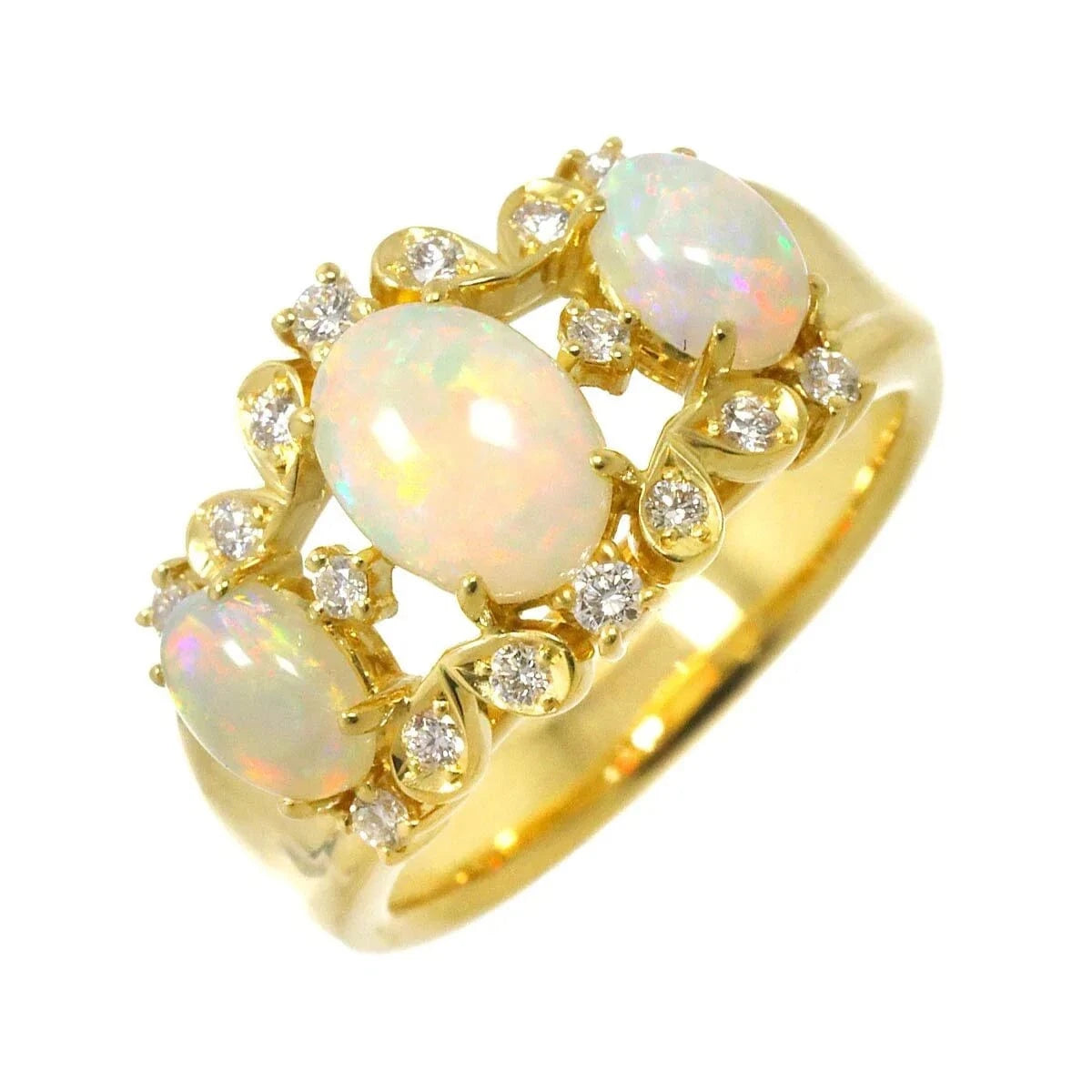 Luxury Promise Japan TASAKI Opal Diamond 0.25ct Ring 18K YG 750 Size6.75-7.25(US) 90276497