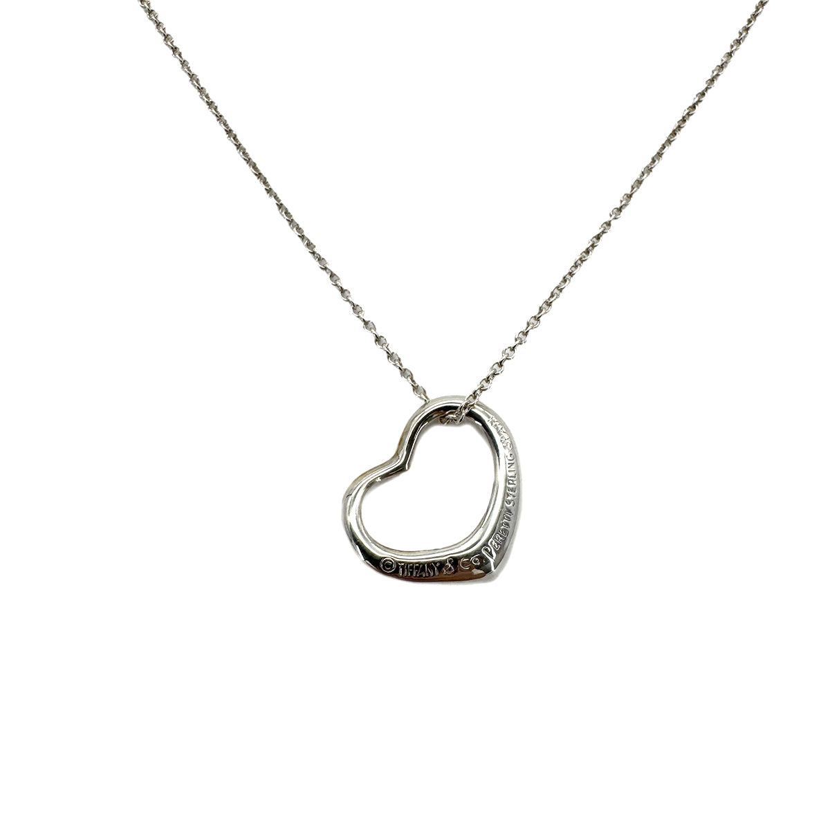 Luxury Promise Japan TIFFANY&Co. NECKLACE OPEN HEART 16MM SILVER925 ACCESSORY 90292702