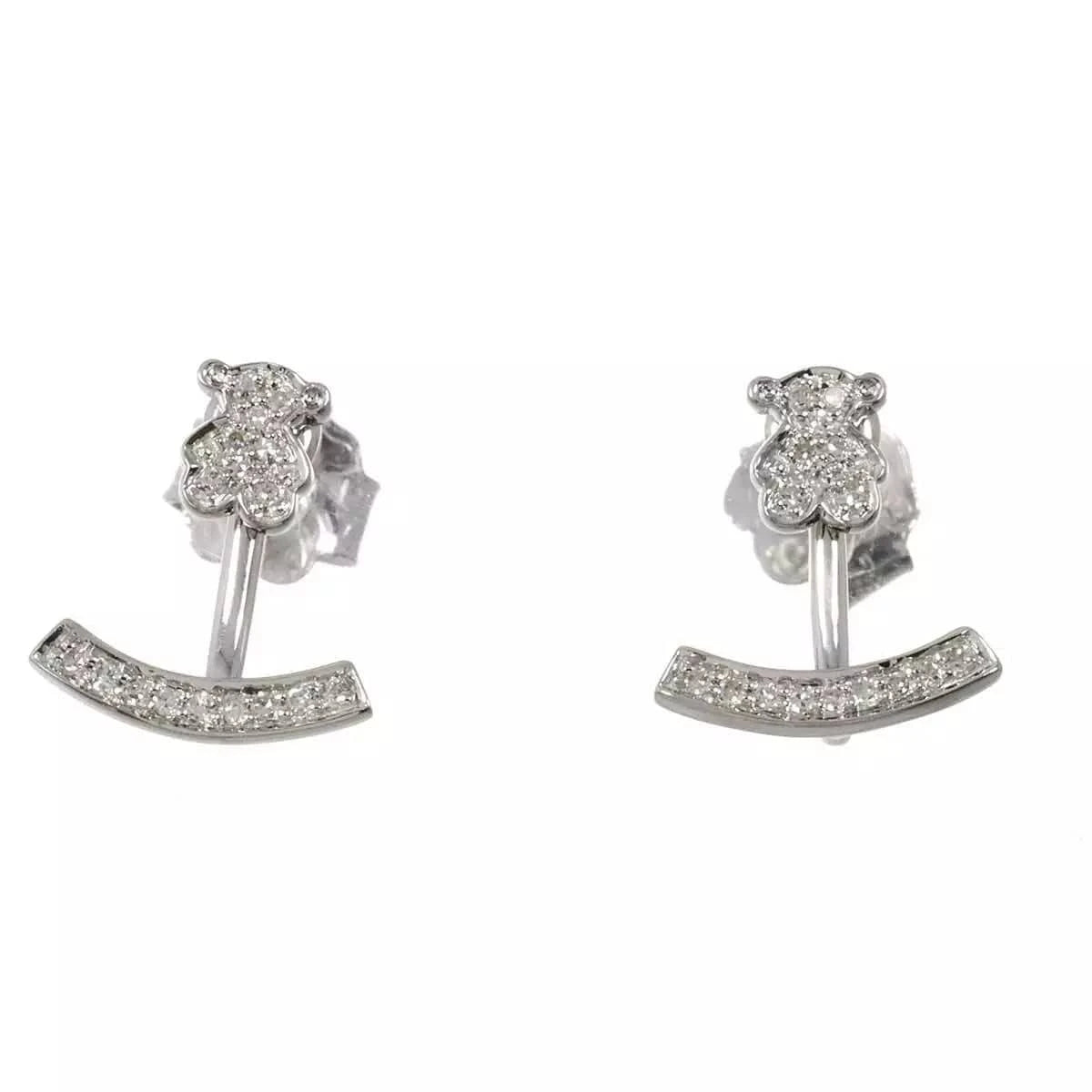 Luxury Promise Japan TOUS Diamond Earrings Pierced 18K WG 750 90260860