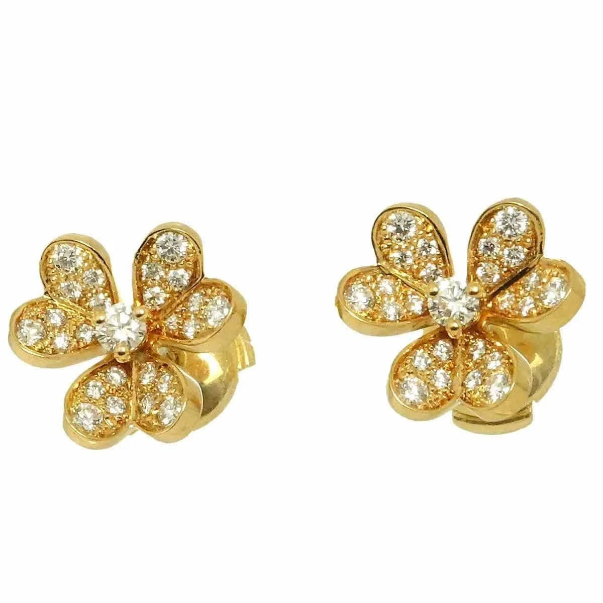 Luxury Promise Japan Van Cleef Arpels FRIVOLE Diamond Mini Earrings Pierced 18K YG 750 90295640